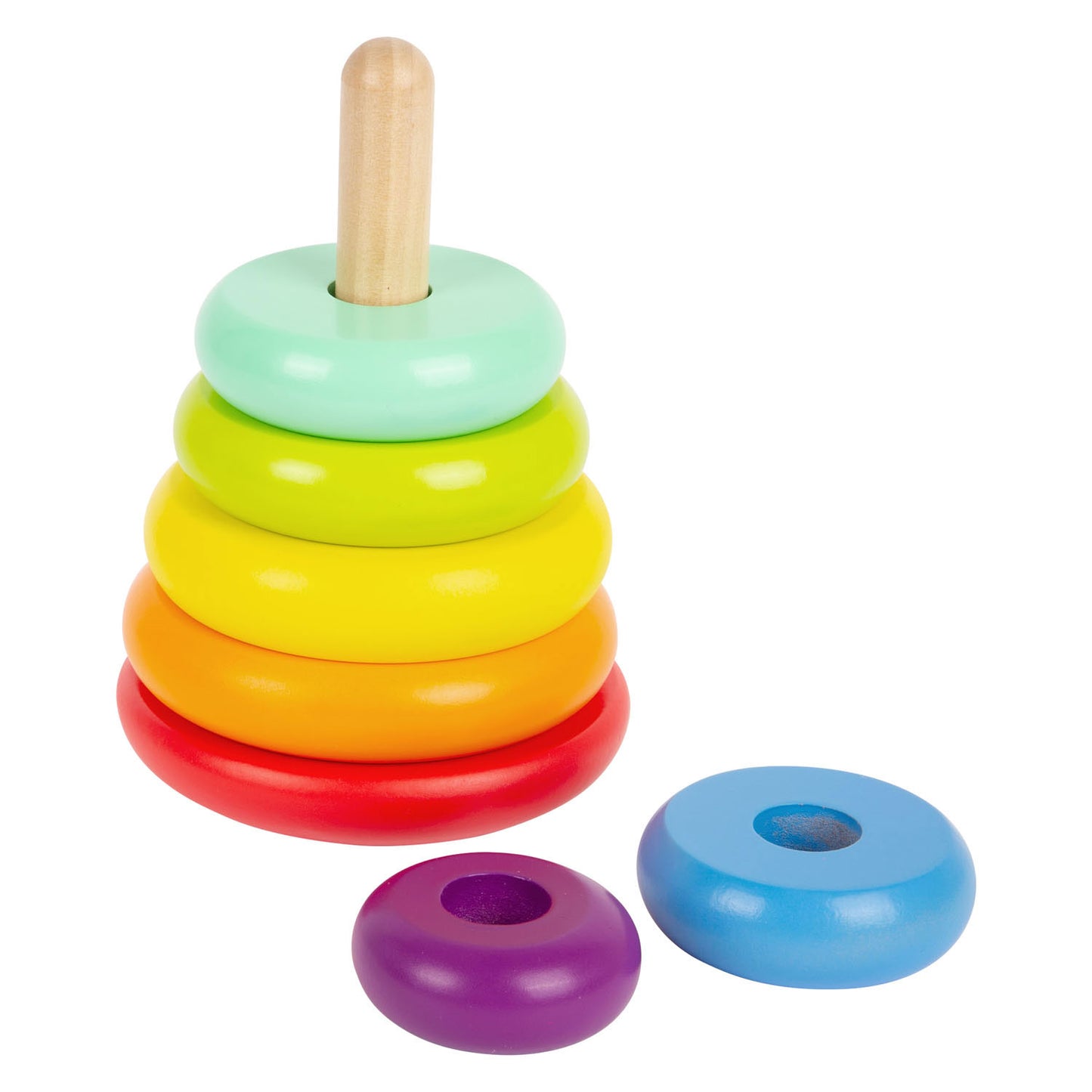 Small Foot - houten stapeltoren regenboog, 7dlg.