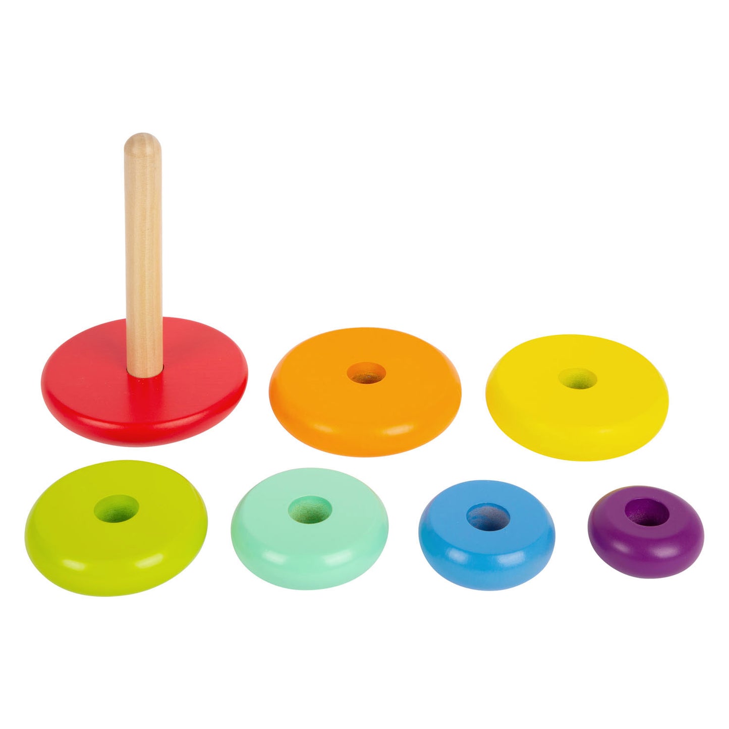 Small Foot - houten stapeltoren regenboog, 7dlg.