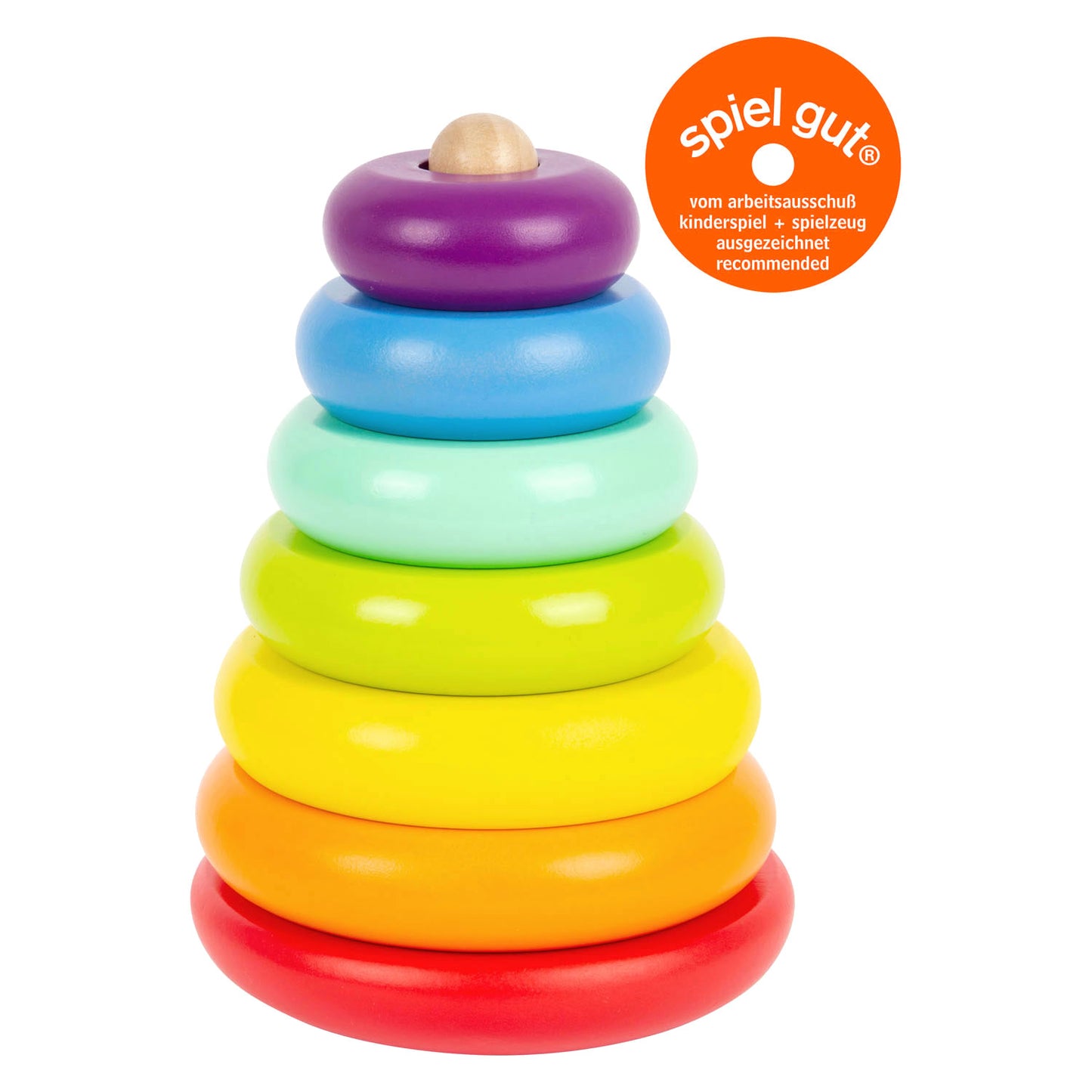 Small Foot - houten stapeltoren regenboog, 7dlg.