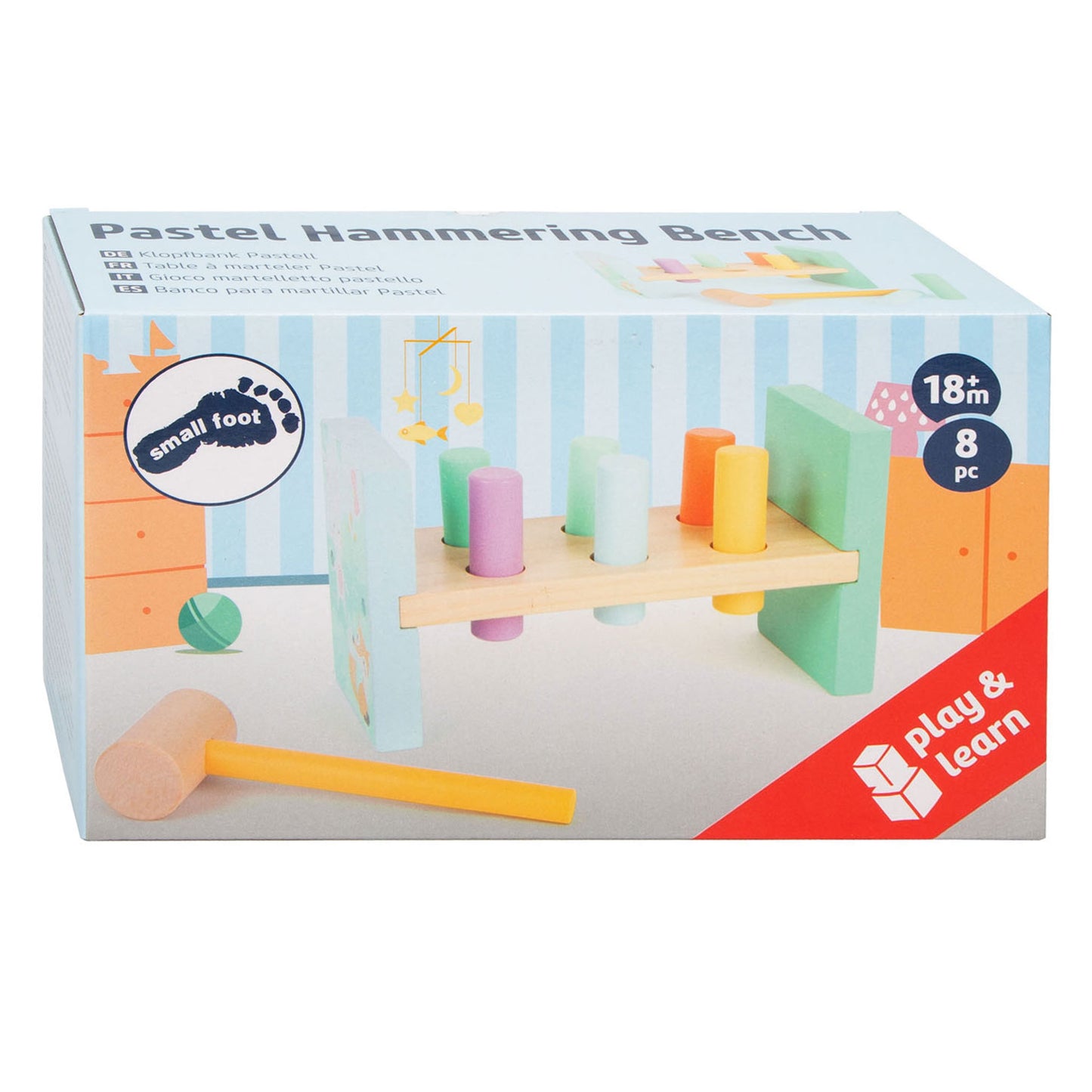 Small Foot - houten hamerbank pastel, 8dlg.