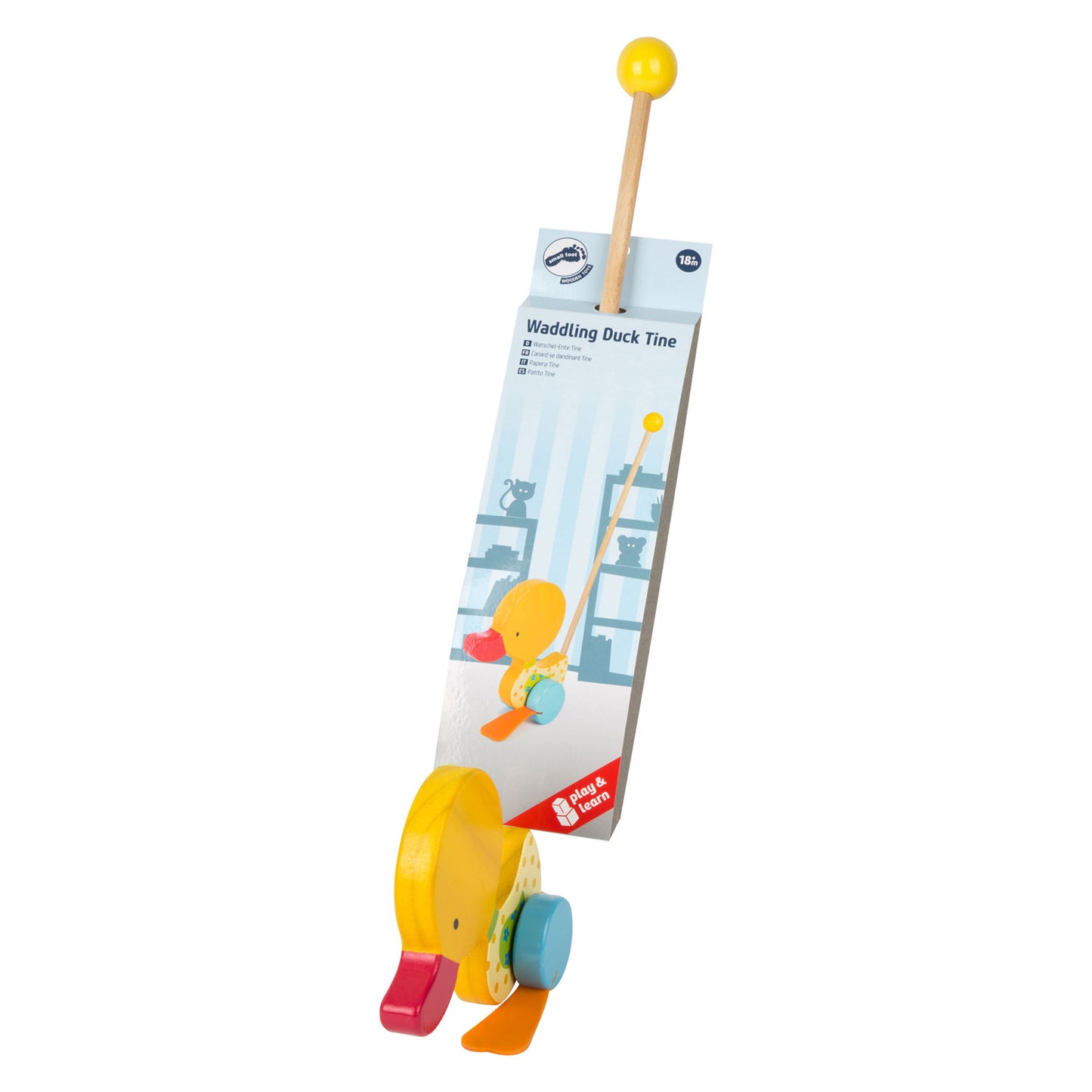 Small Foot - houten duwfiguur eend tina met stok