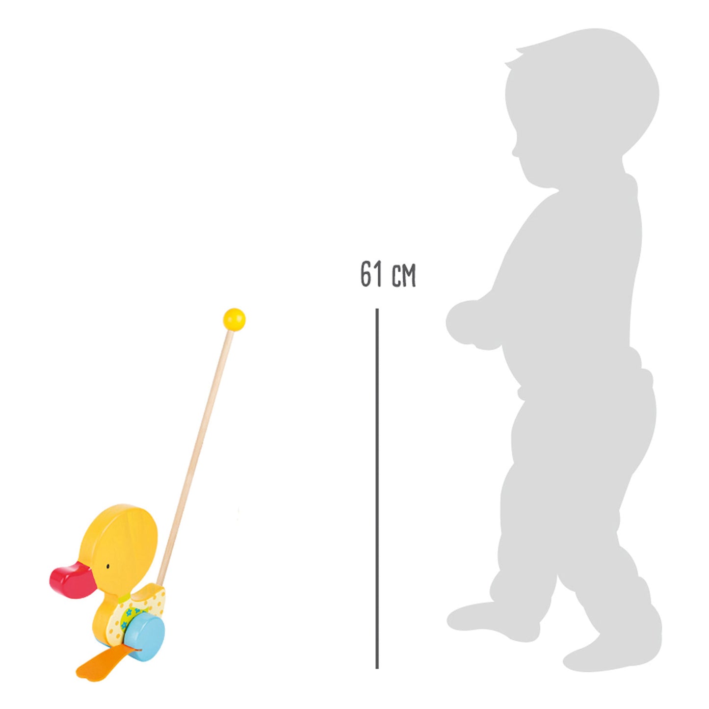 Small Foot - houten duwfiguur eend tina met stok