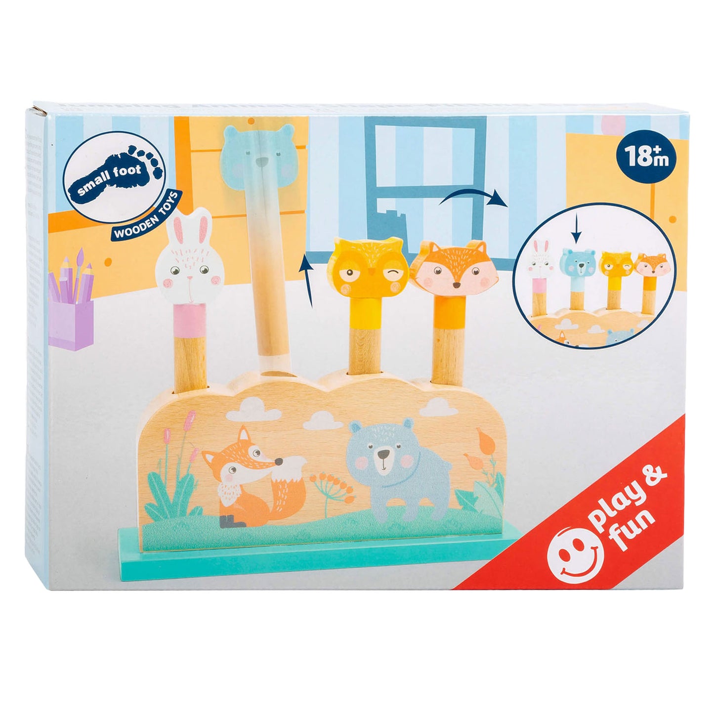 Small Foot - houten motoriek vorm insteekspel bosdieren, 5dlg.