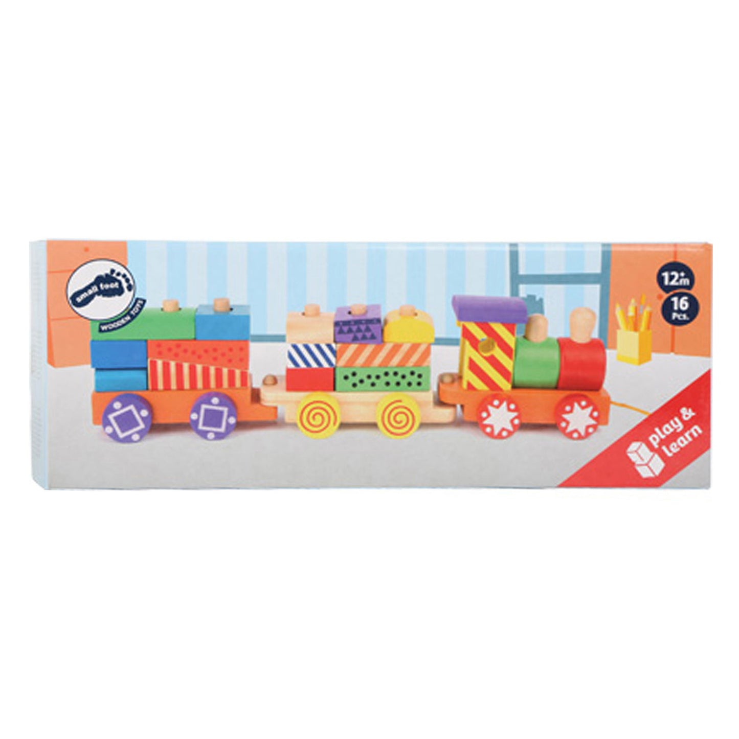 Small Foot - houten stapelblokken trein, 16dlg.