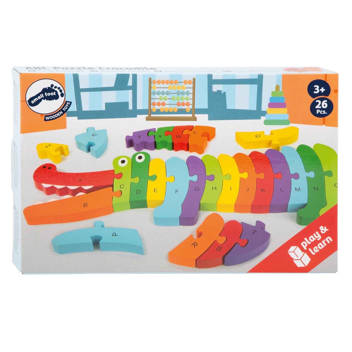 Small Foot - houten abc krokodil puzzel, 26dlg.