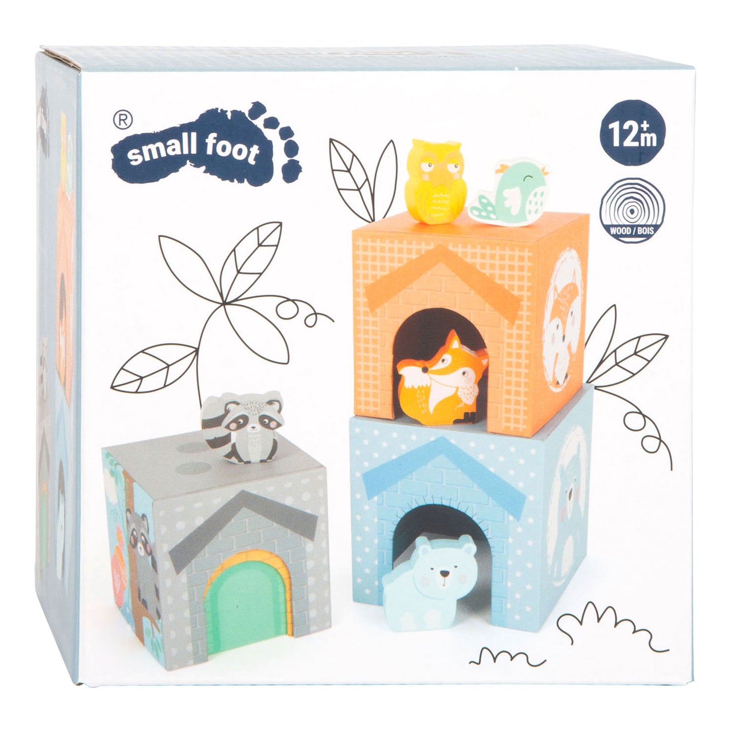 Small Foot - stapeltoren met bosdieren pastel, 10dlg.