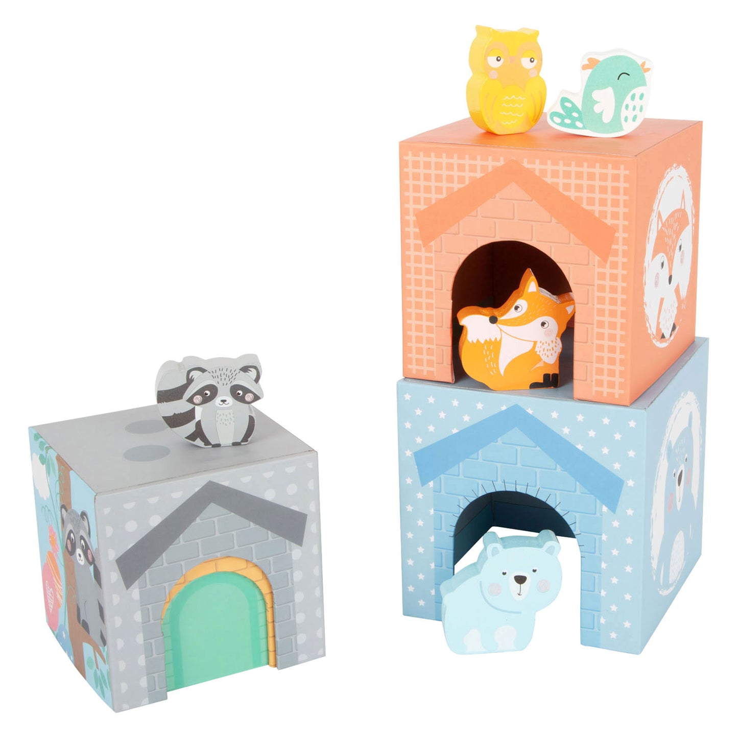 Small Foot - stapeltoren met bosdieren pastel, 10dlg.