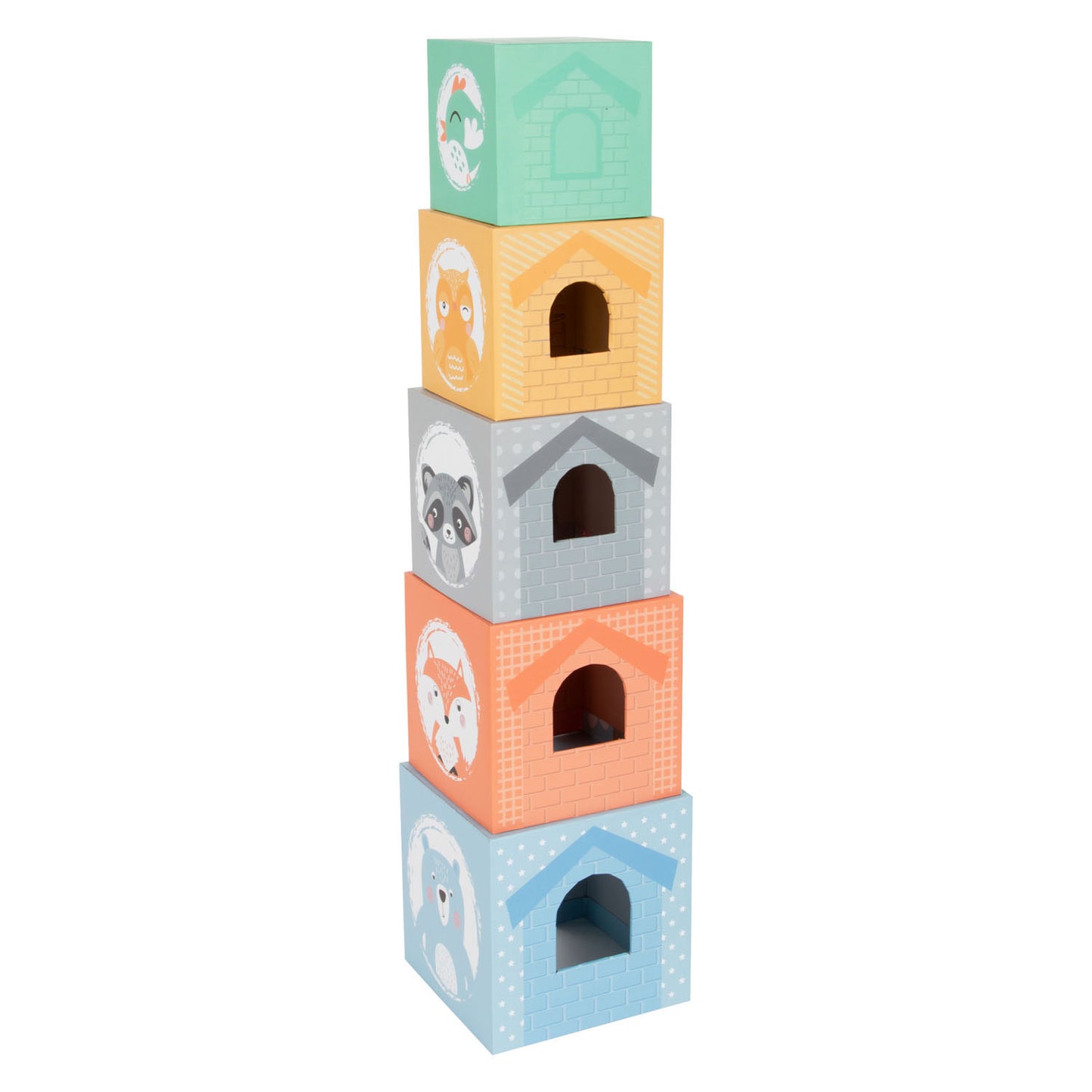 Small Foot - stapeltoren met bosdieren pastel, 10dlg.