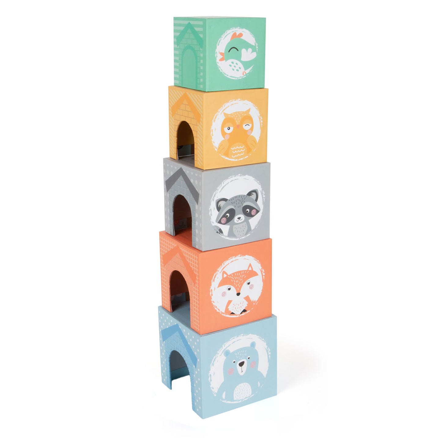 Small Foot - stapeltoren met bosdieren pastel, 10dlg.