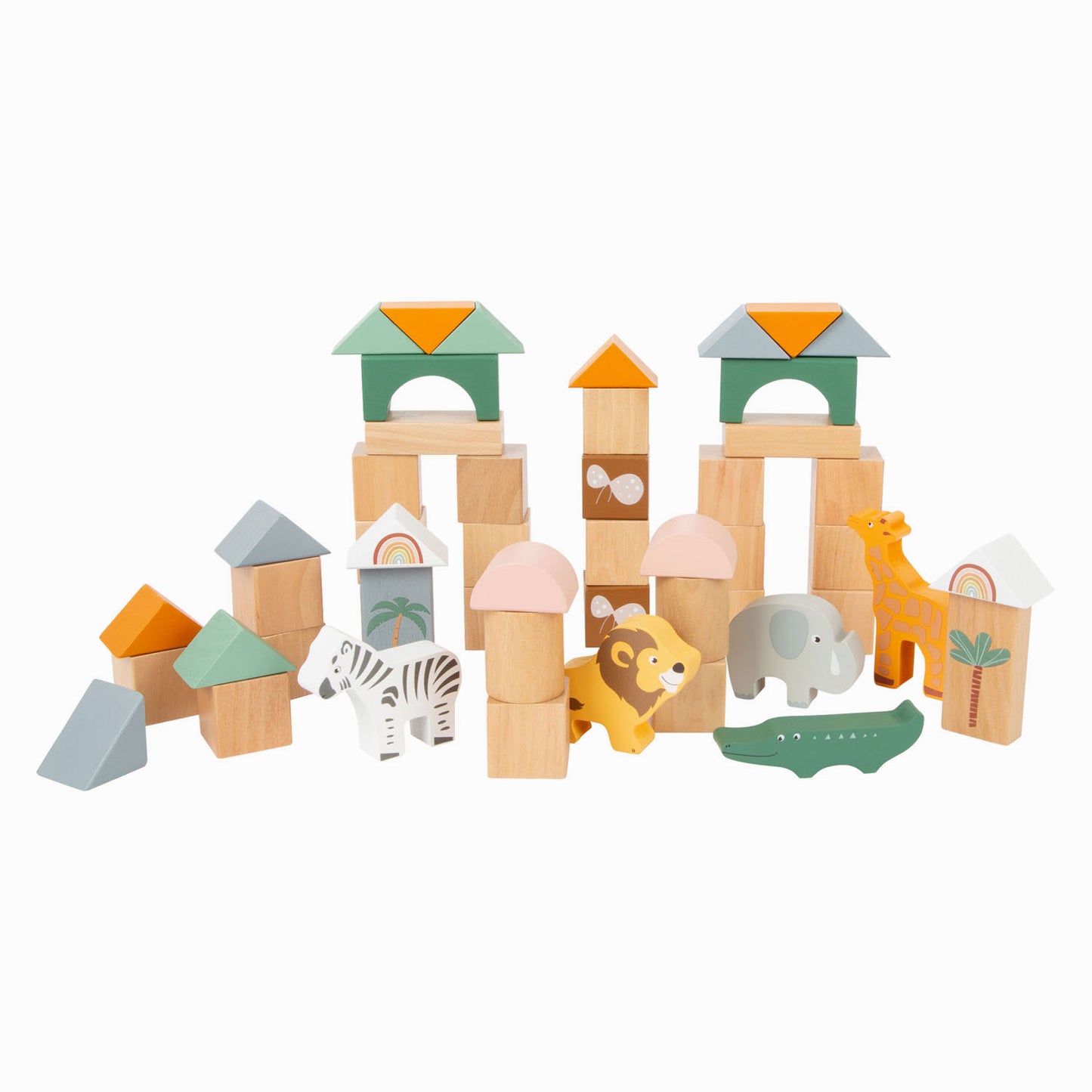 Small Foot - houten bouwblokken safari, 50dlg.