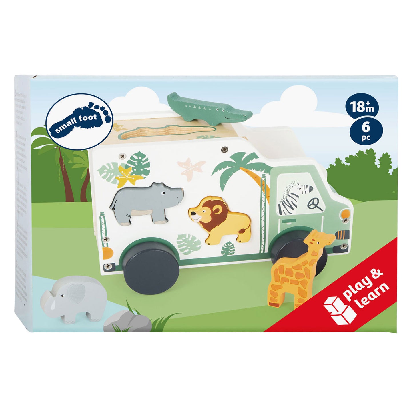 Small Foot - houten vormenstoof jeep safari, 6dlg.