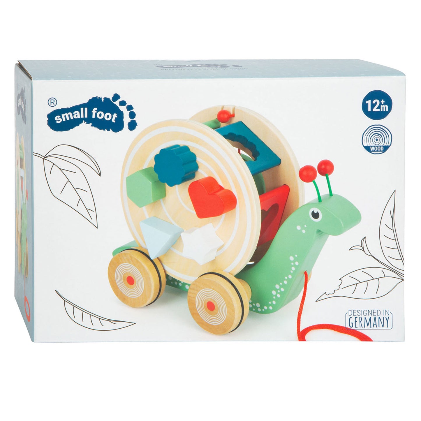 Small Foot - houten trekfiguur vormenstoof slak, 6dlg.