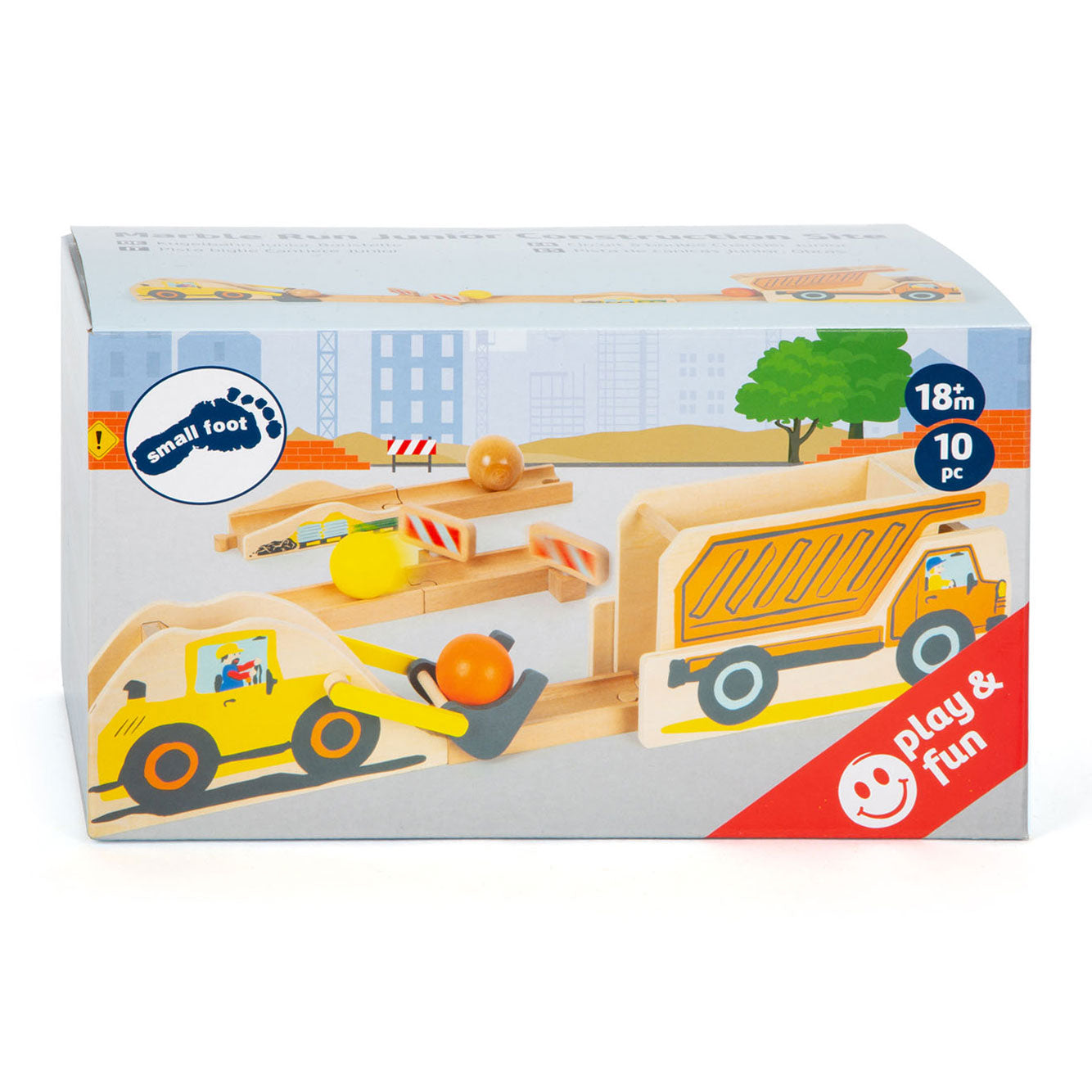Small Foot - houten knikkerbaan junior bouwplaats, 10dlg.