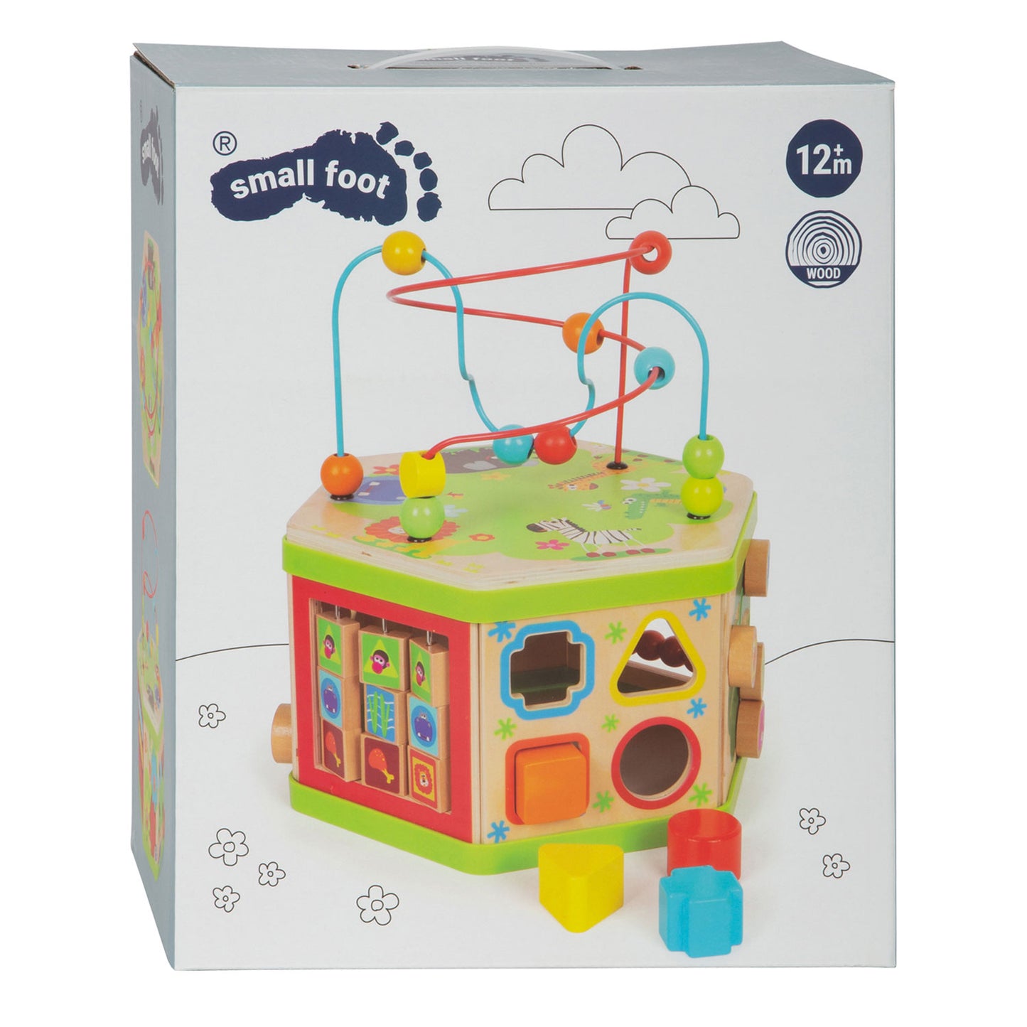 Small Foot - houten activitetenkubus met motoriekspiraal safari
