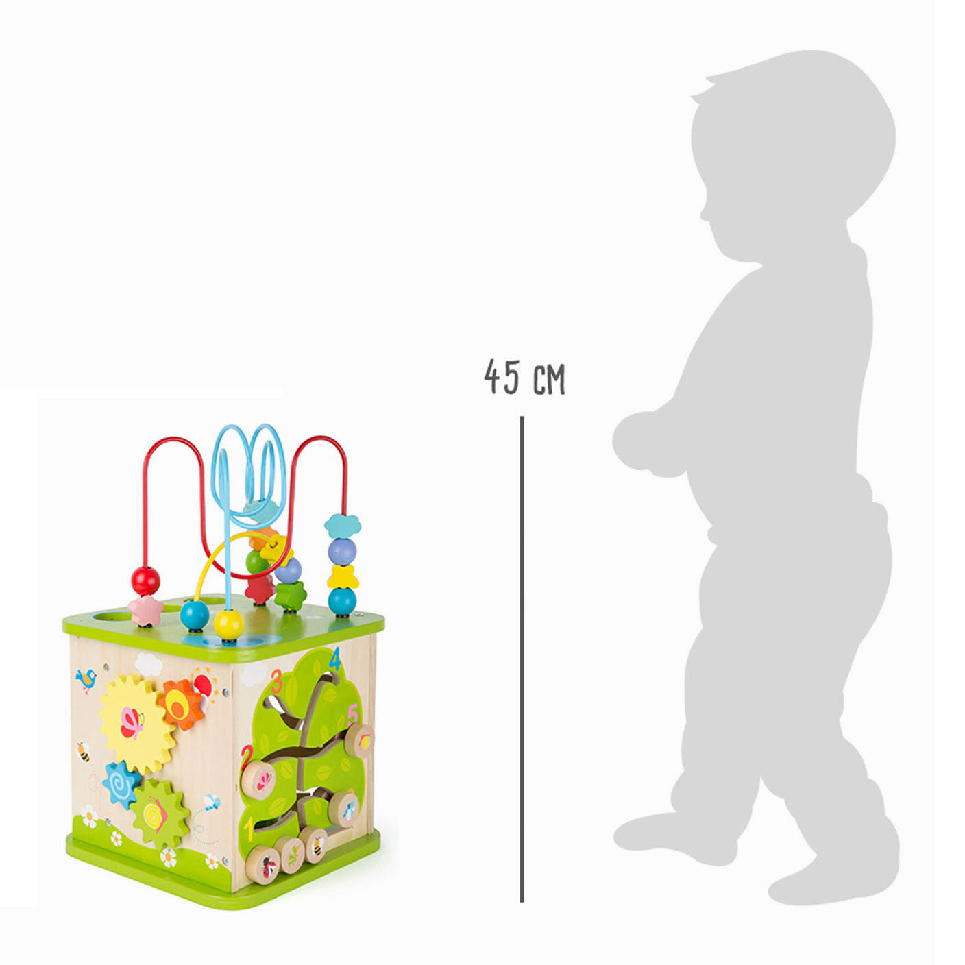 Small Foot - houten activiteitenkubus met knikkerbaan, 8dlg.
