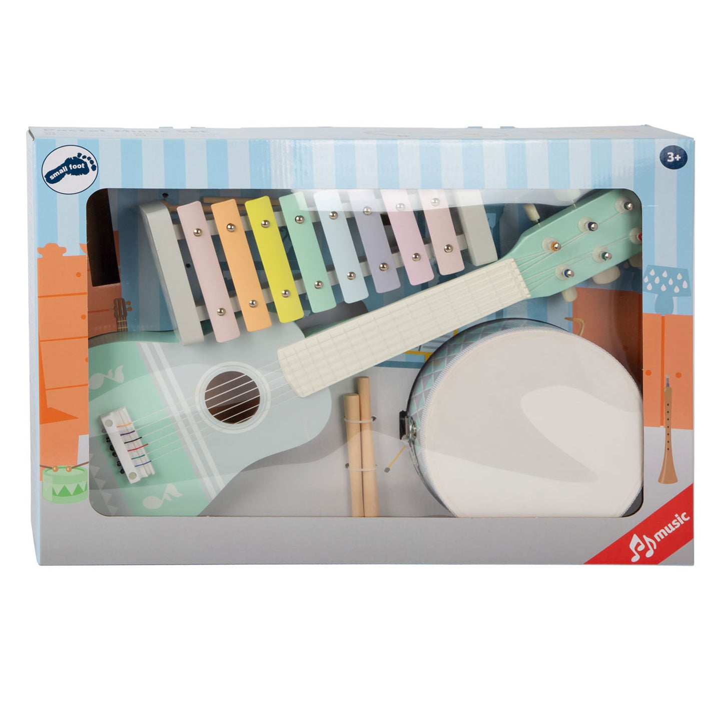 Small Foot - houten muziekinstumentenset pastel, 7dlg,