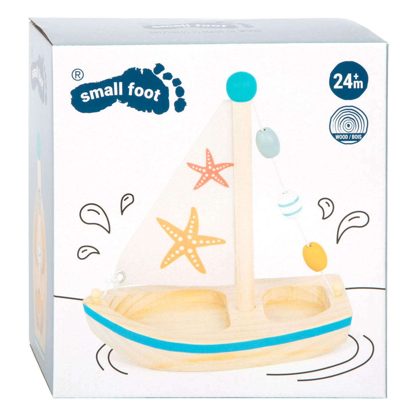 Small Foot - badspeelgoed houten zeilboot zeester