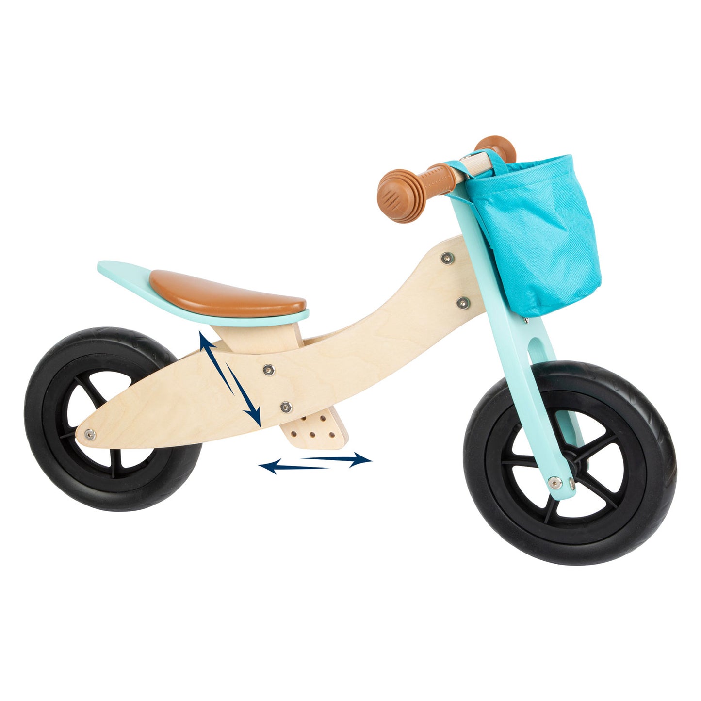Small Foot - houten driewieler en loopfiets 2in1 maxi turquoise