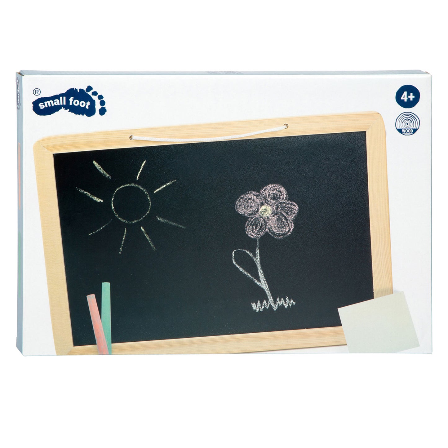 Small Foot - houten krijtbord met gekleurde krijtjes, 7dlg.