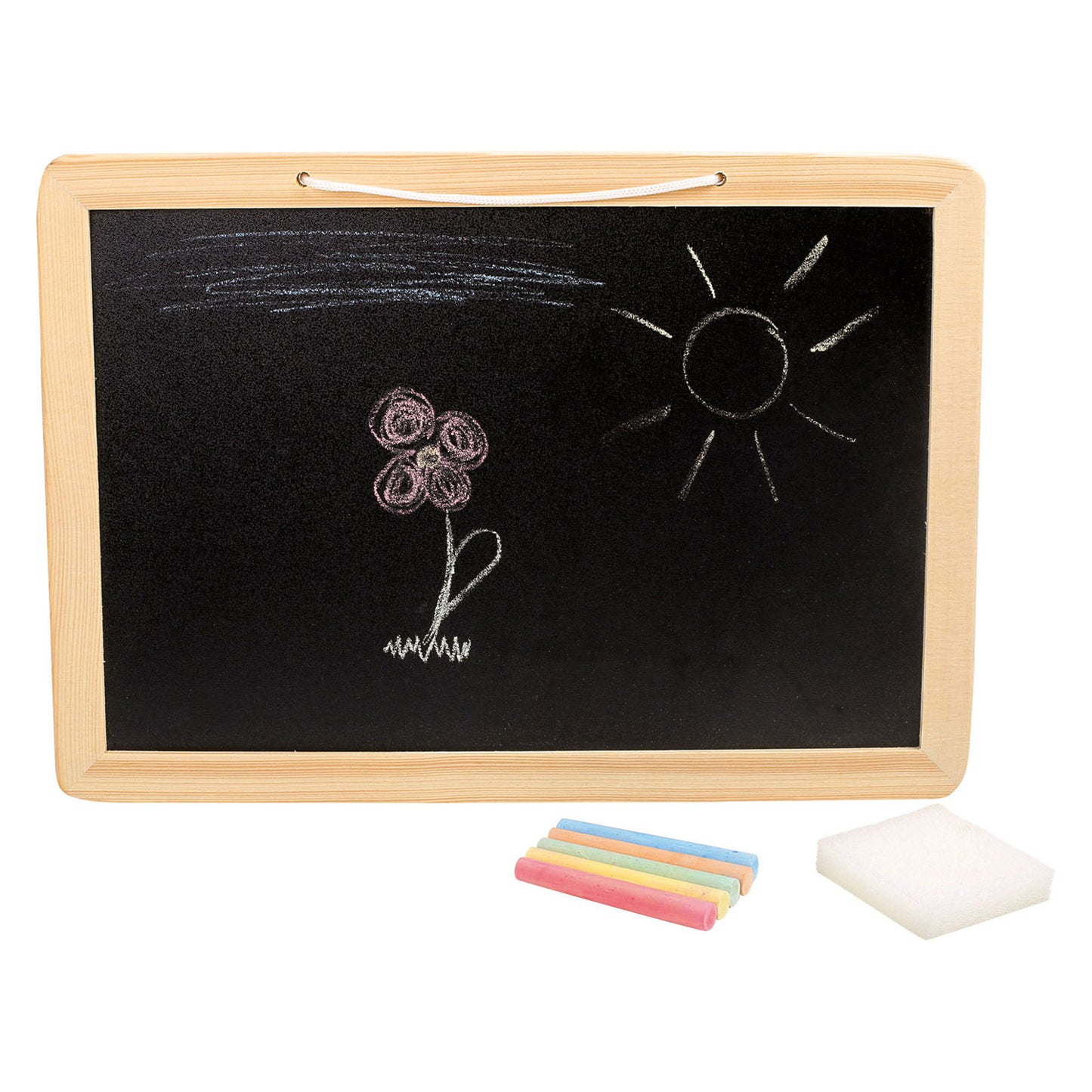 Small Foot - houten krijtbord met gekleurde krijtjes, 7dlg.