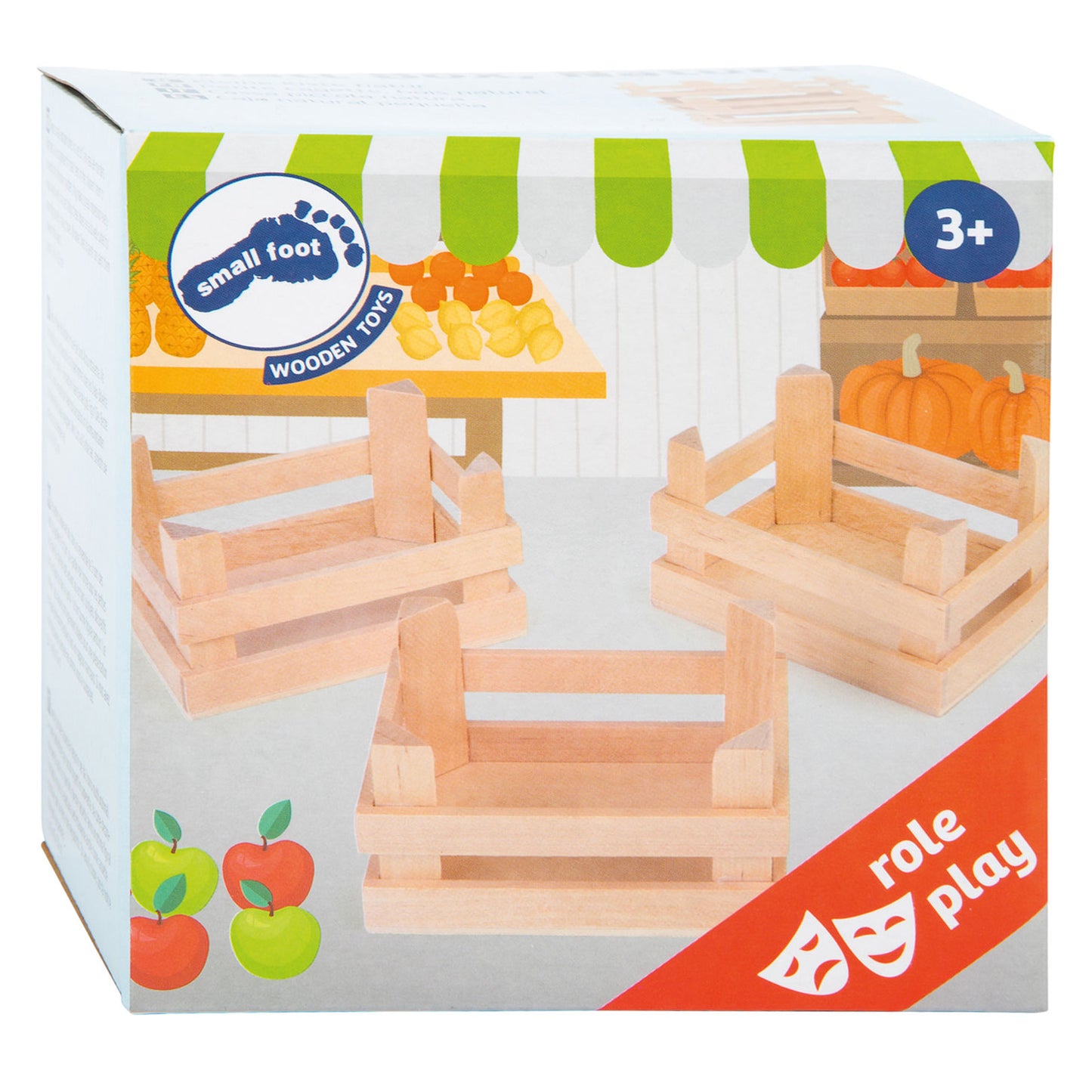 Small Foot - houten kratjes klein 10x8x5,5cm, set van 3
