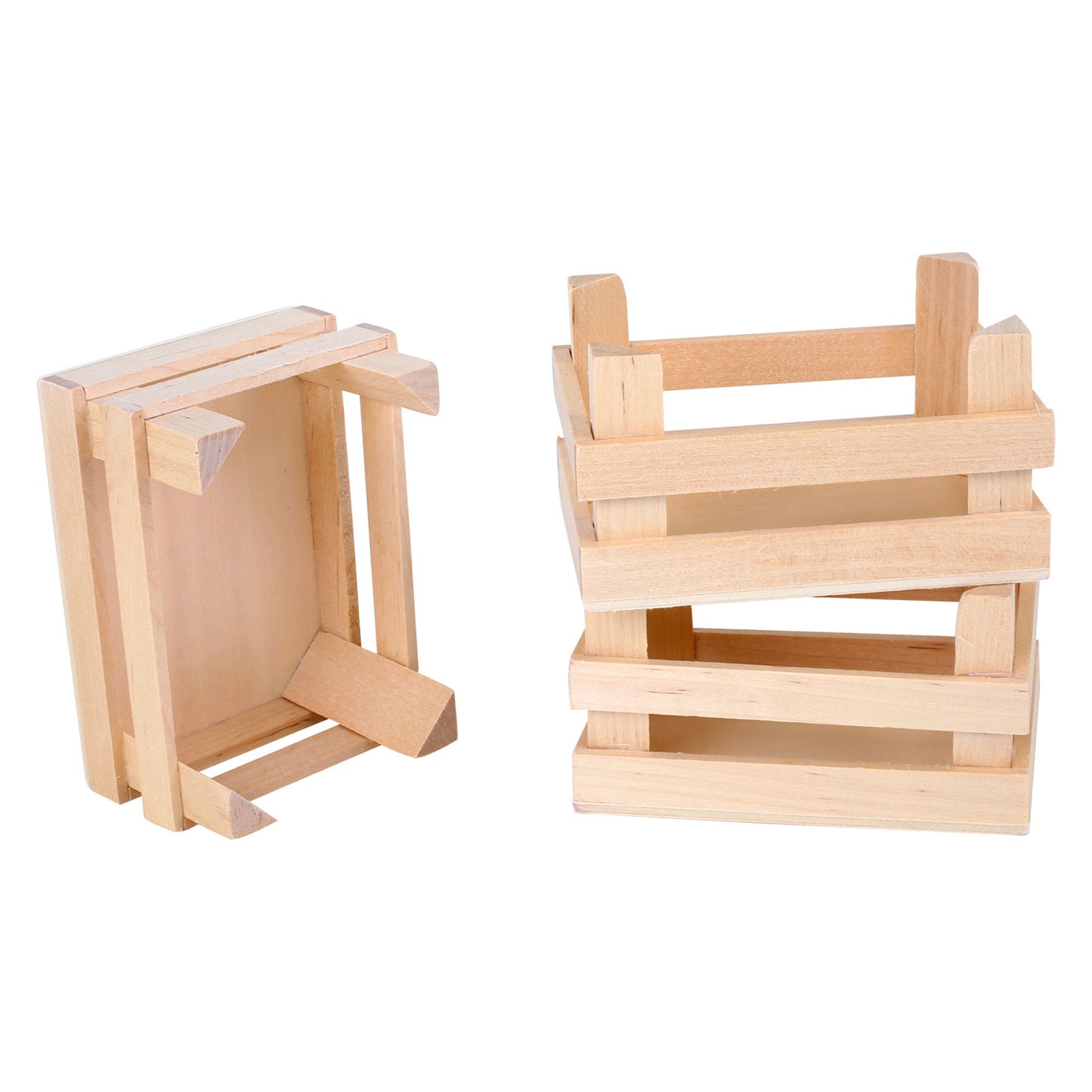 Small Foot - houten kratjes klein 10x8x5,5cm, set van 3