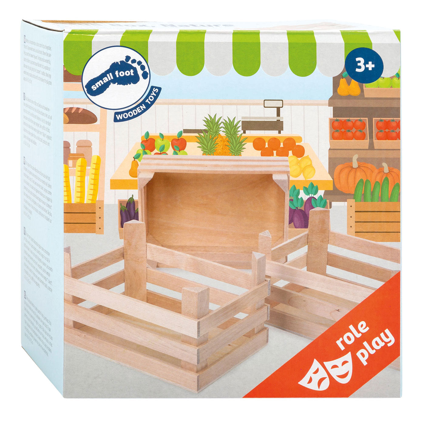 Small Foot - houten kratjes groot 18x12x9,5cm, set van 3