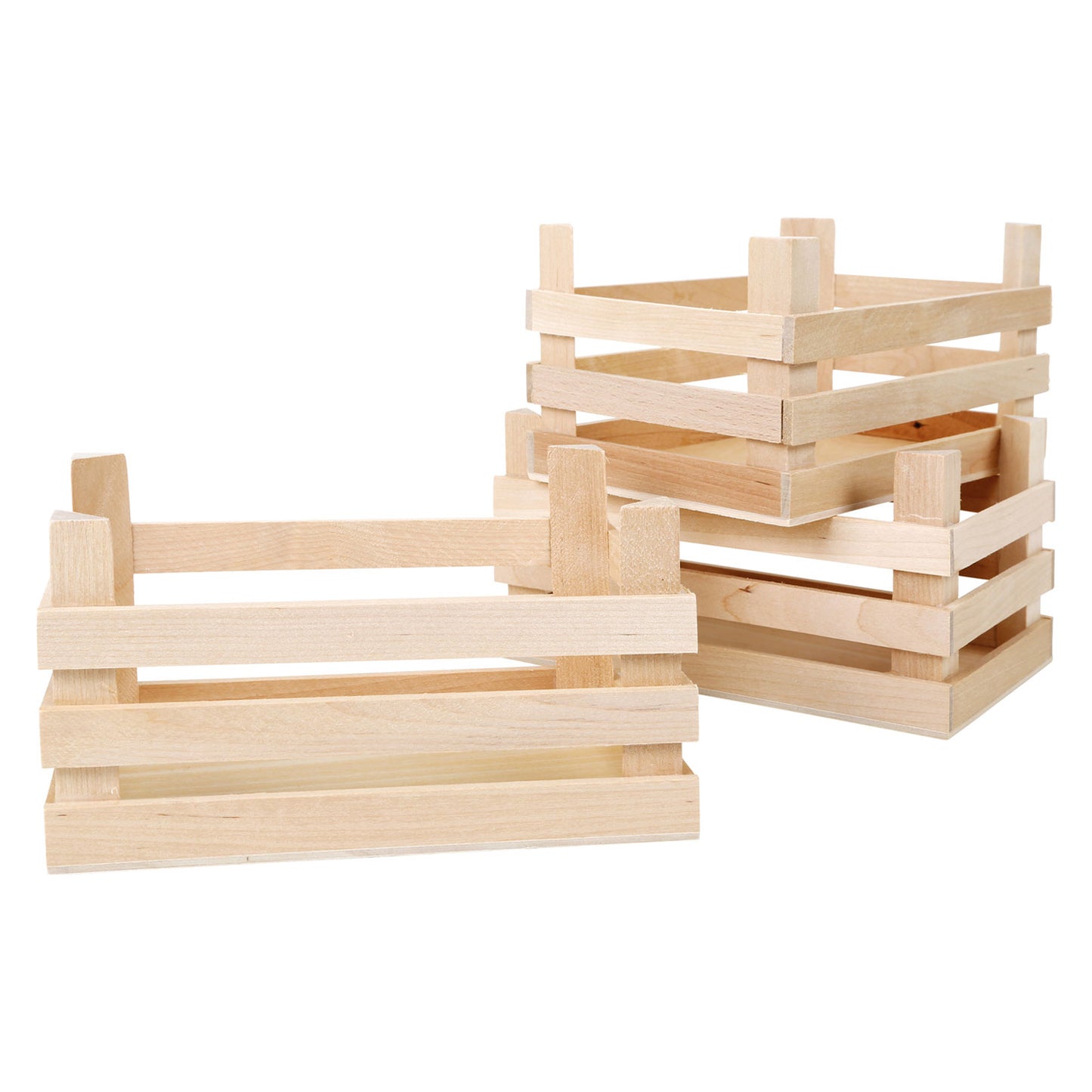 Small Foot - houten kratjes groot 18x12x9,5cm, set van 3