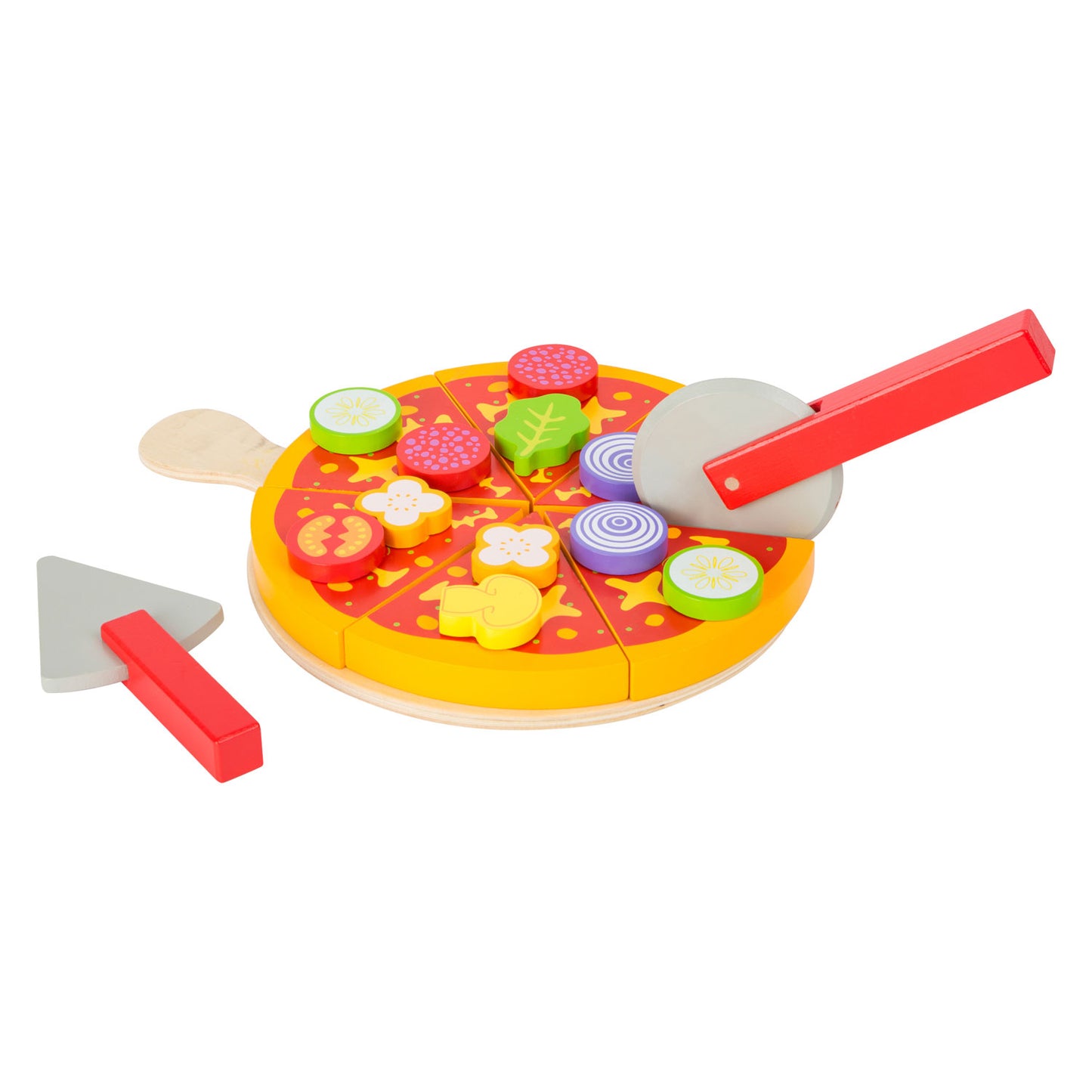 Small Foot - houten snij- en speeleten pizza set, 21dlg.
