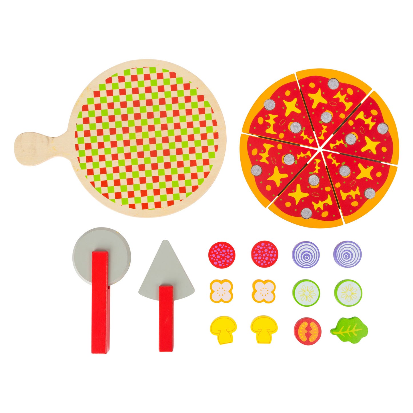 Small Foot - houten snij- en speeleten pizza set, 21dlg.
