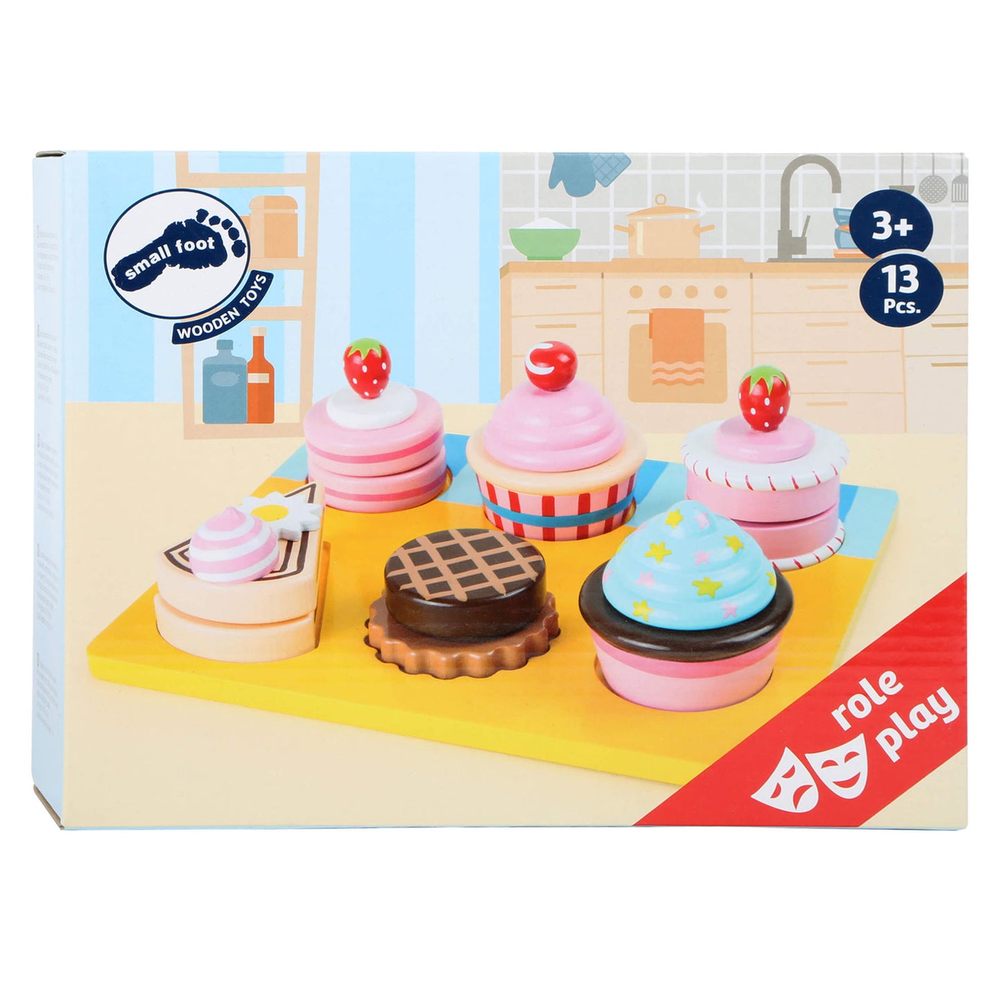 Small Foot - houten speeleten cupcakes en cake set, 13dlg.