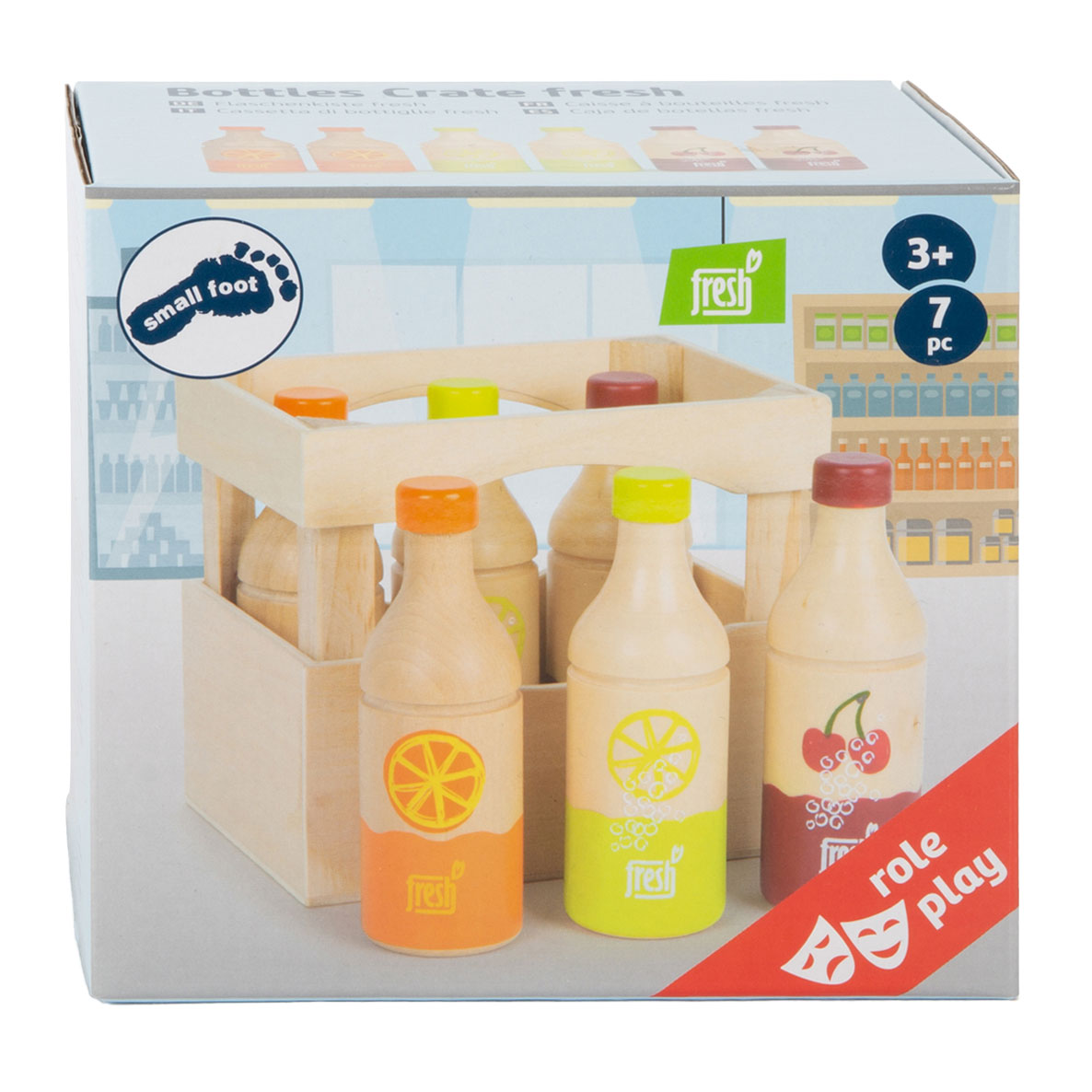 Small Foot - houten krat met flessen, 7dlg.