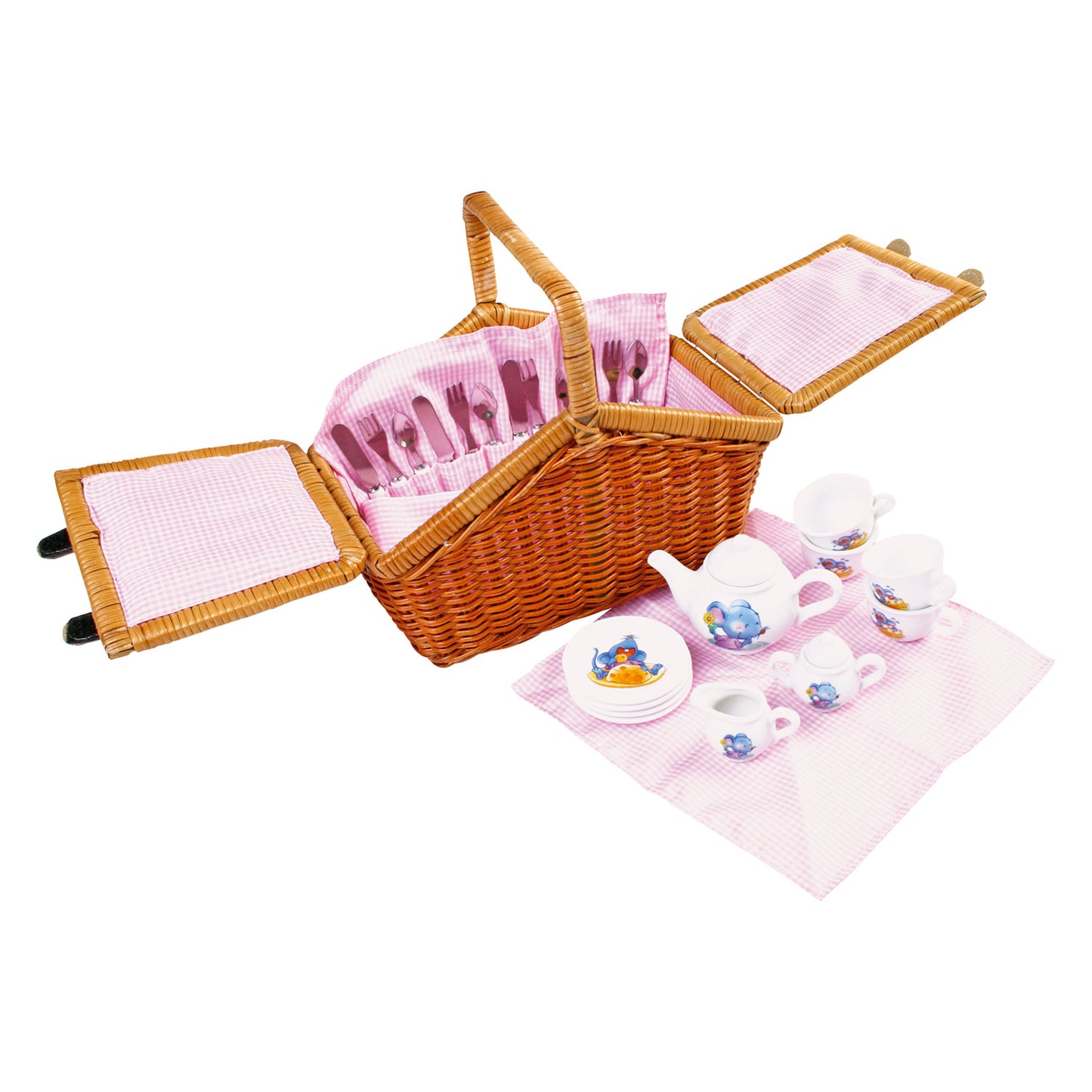 Small Foot - houten picknickmand met servies romantisch, 30dlg.