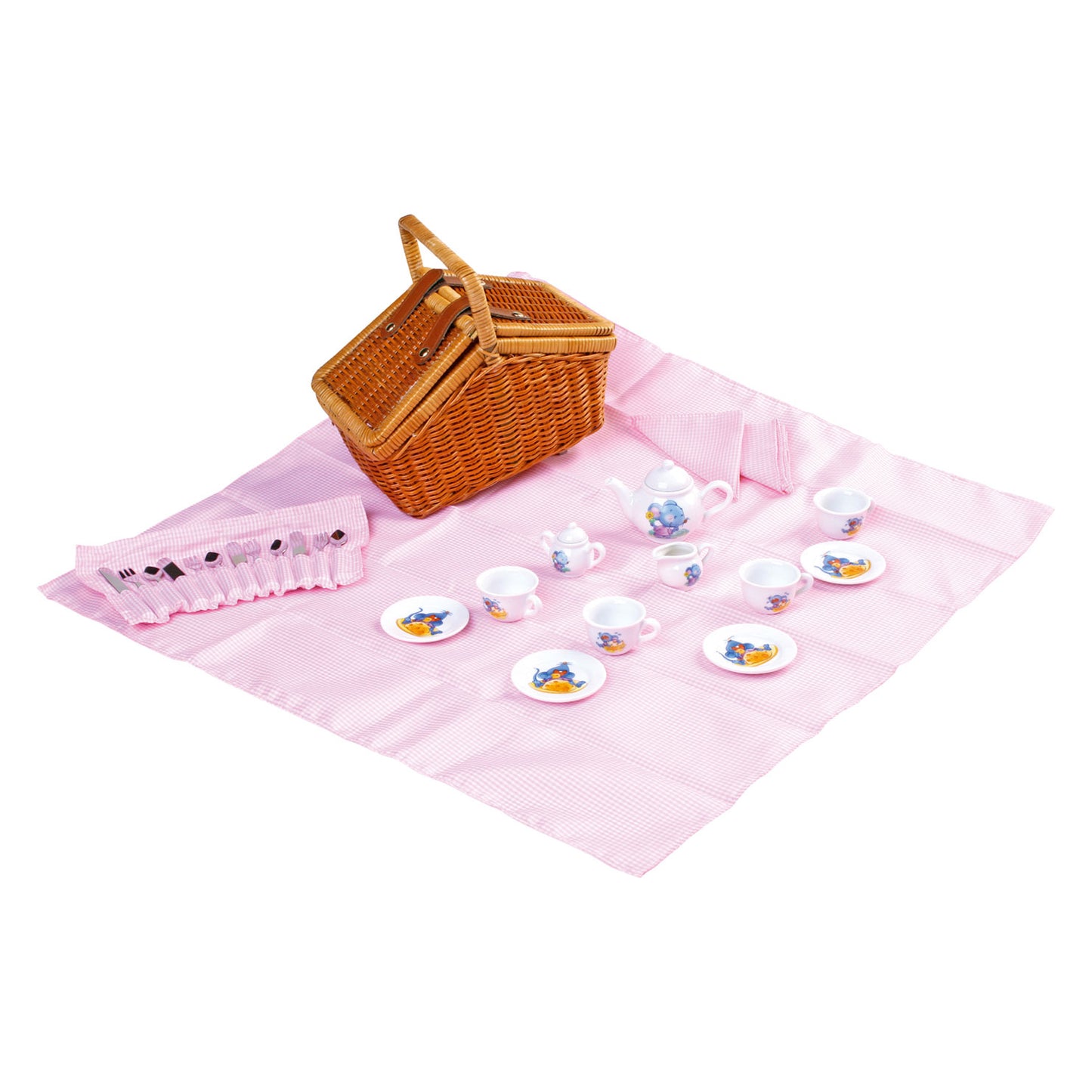 Small Foot - houten picknickmand met servies romantisch, 30dlg.