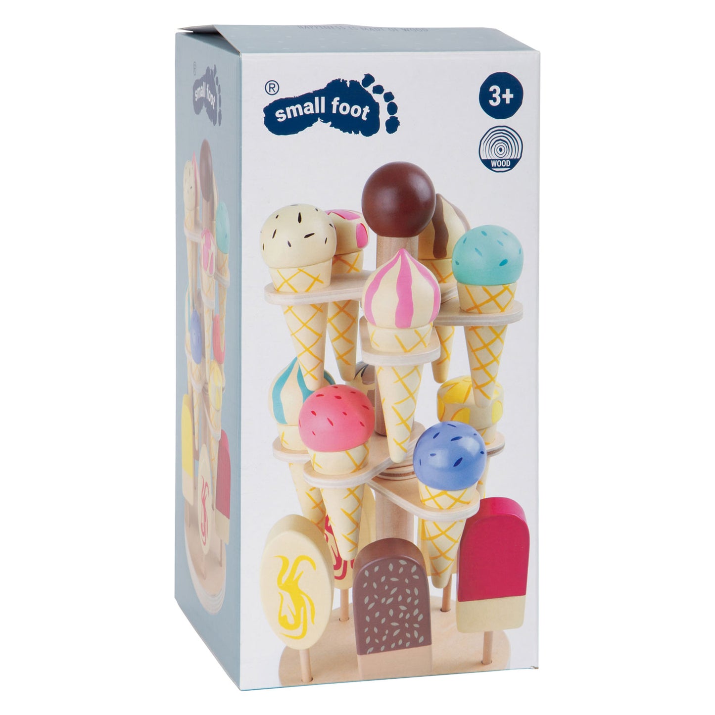 Small Foot - houten speeleten ijsjes op beweegbare ijsstandaard, 16dlg.