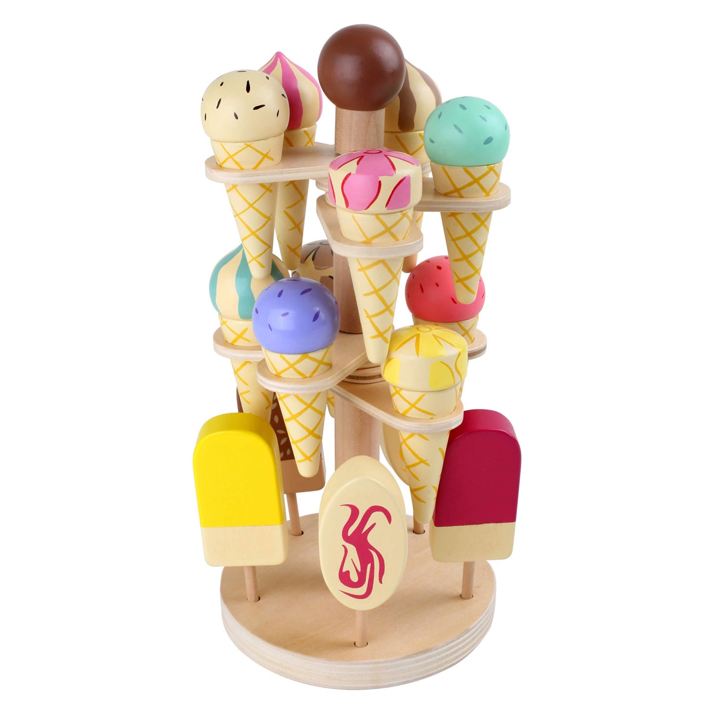 Small Foot - houten speeleten ijsjes op beweegbare ijsstandaard, 16dlg.