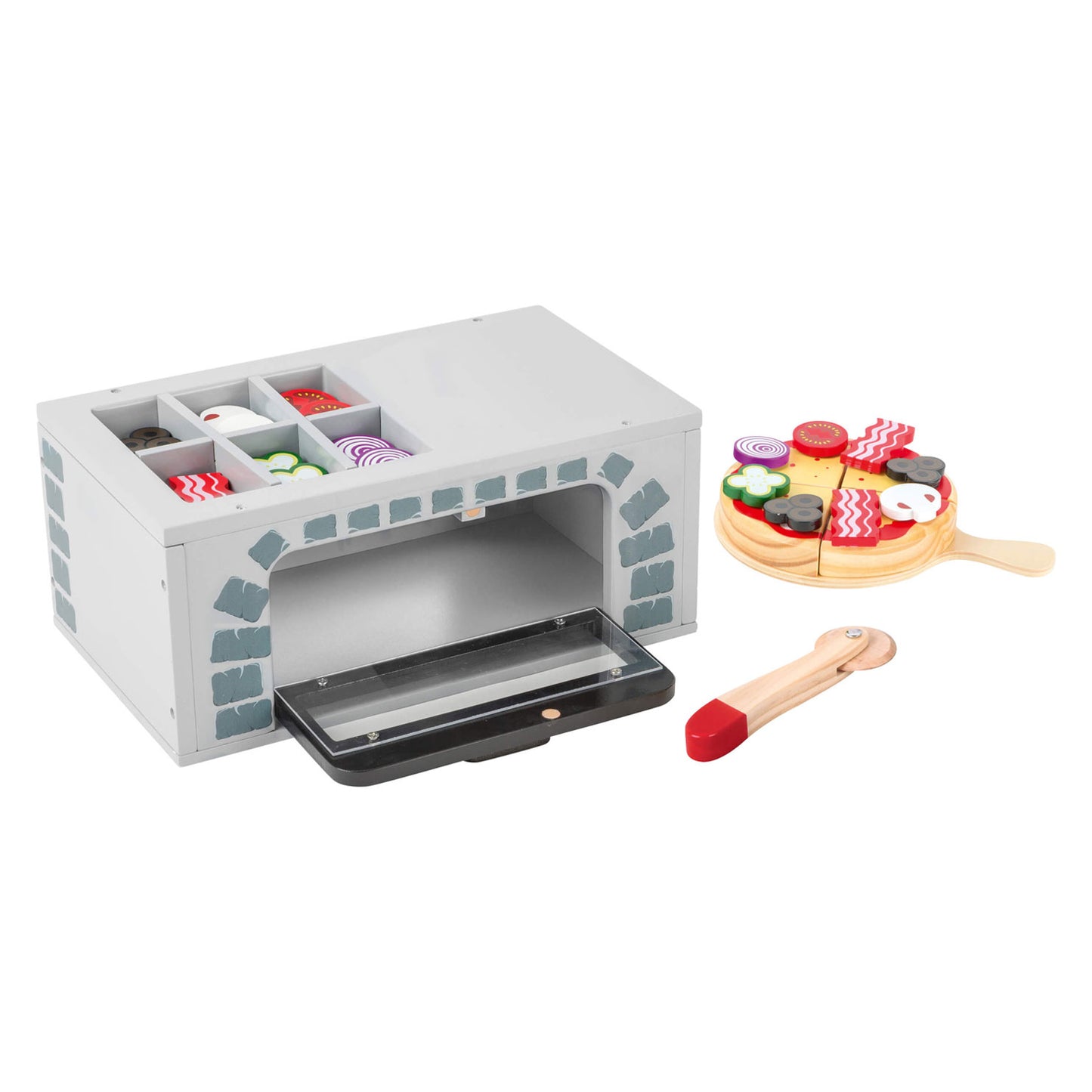 Small Foot - houten speeleten pizza-oven set, 25dlg.