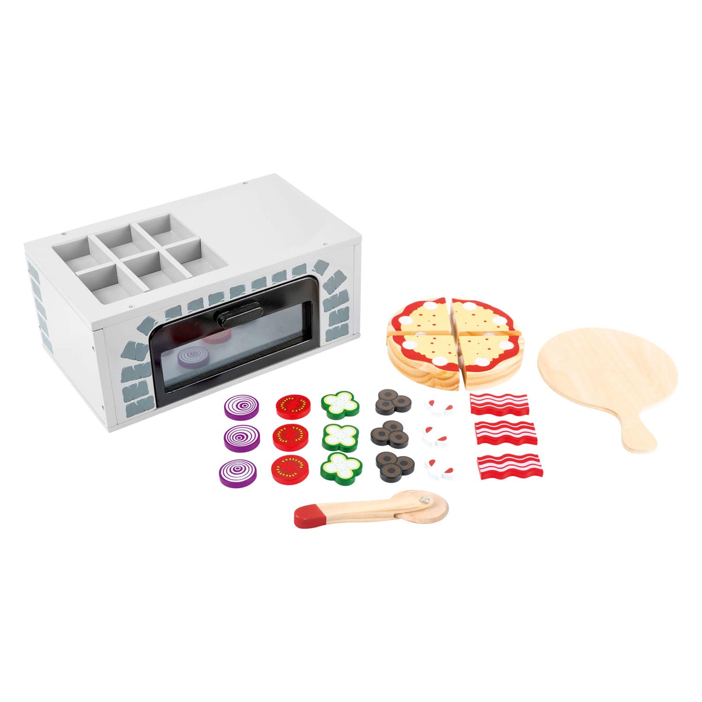 Small Foot - houten speeleten pizza-oven set, 25dlg.