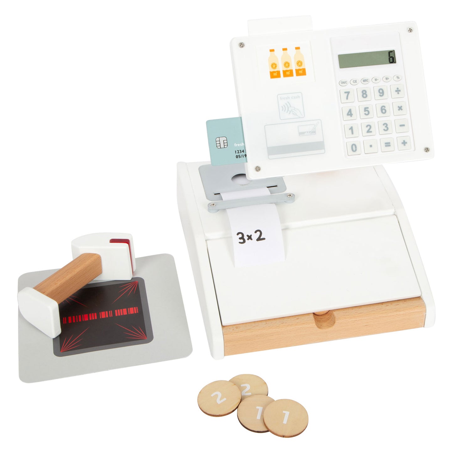 Small Foot - houten speelgoedkassa met scanner, 15dlg.