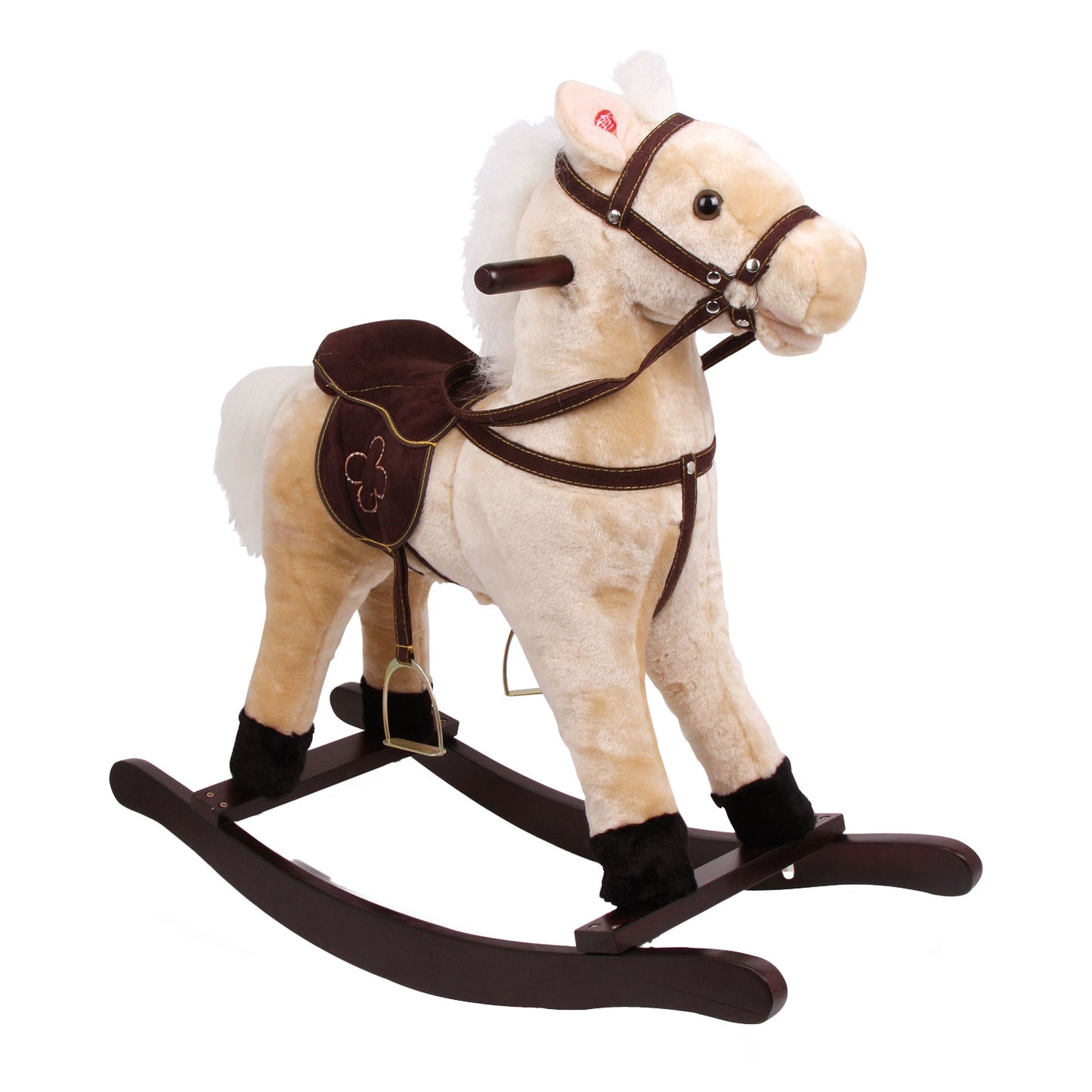 Small Foot - houten schommelpaard pluche shaggy