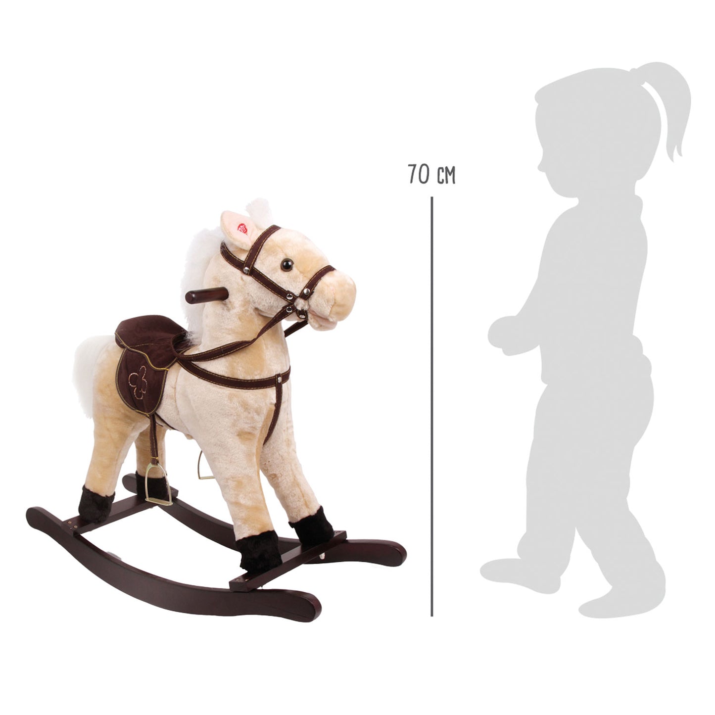 Small Foot - houten schommelpaard pluche shaggy