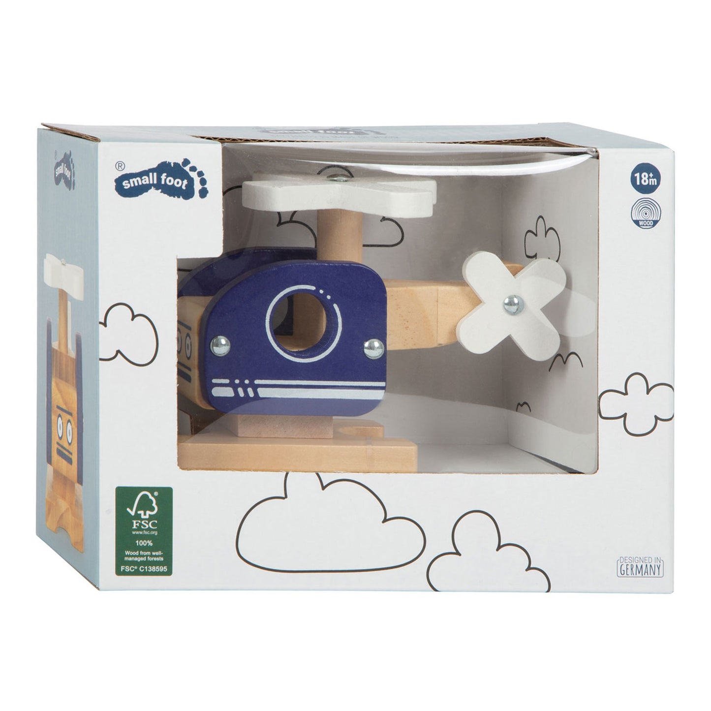Small Foot - houten helikopter blauw