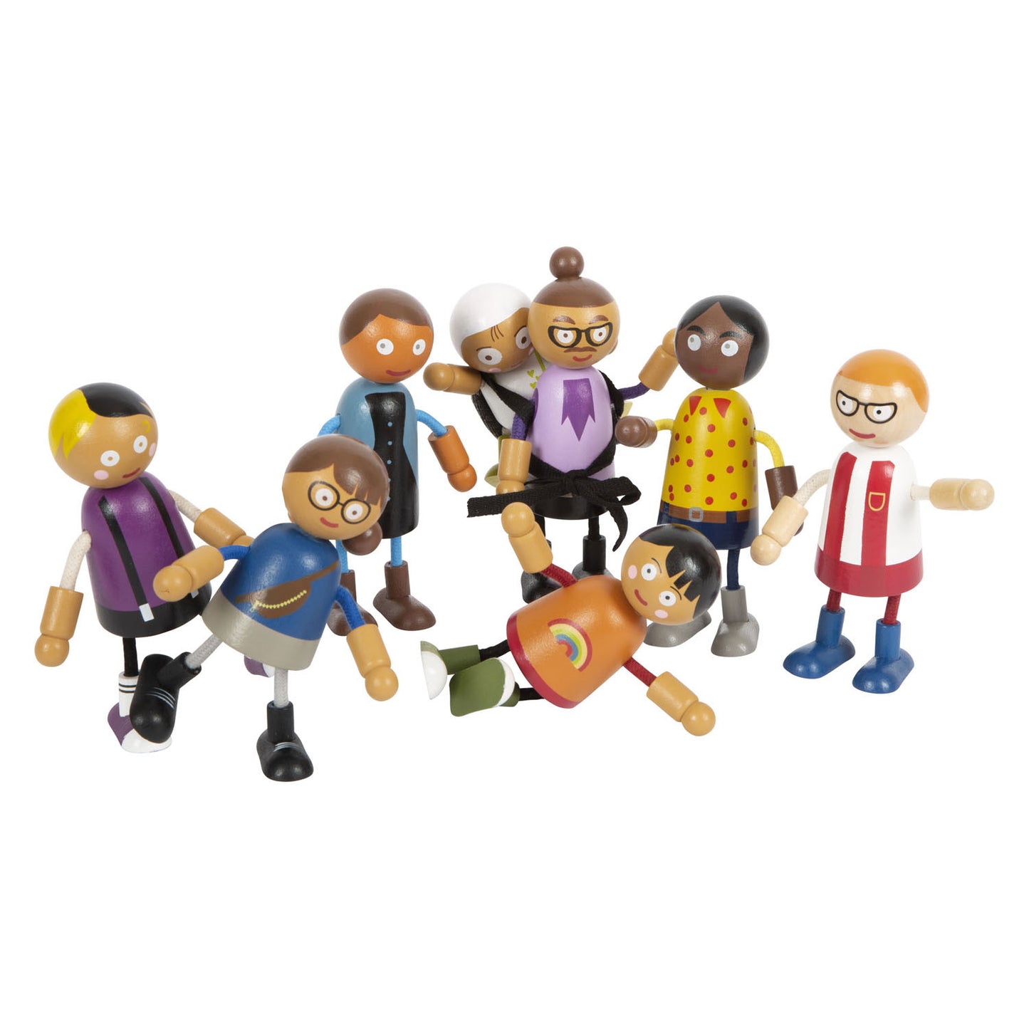 Small Foot - houten buigzame poppenfamilie met baby, 8st.