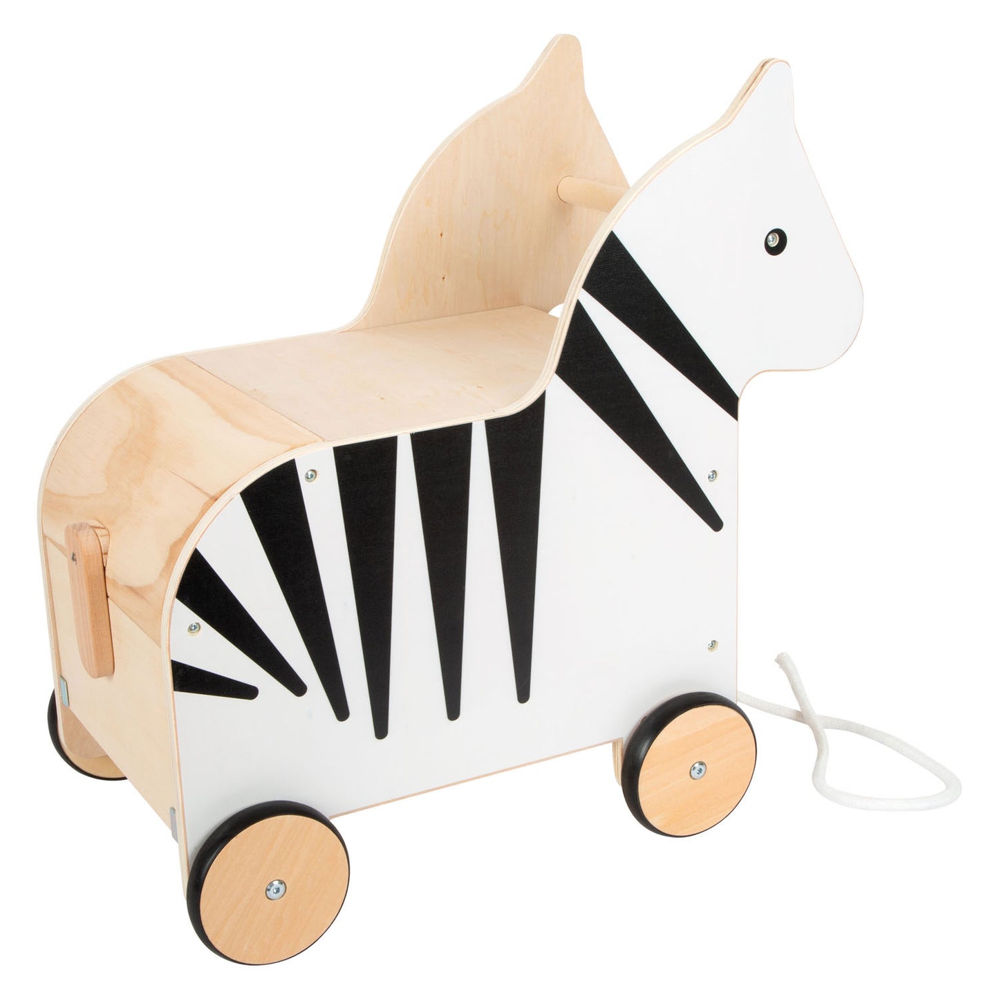 Small Foot - houten speelgoedbox en trekfiguur zebra wildlife
