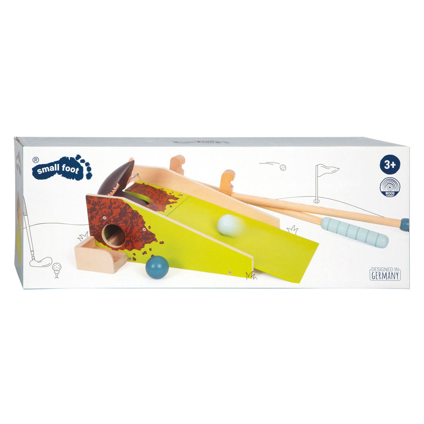 Small Foot houten minigolfset - kinderspel met mol thema, educatief speelgoed.