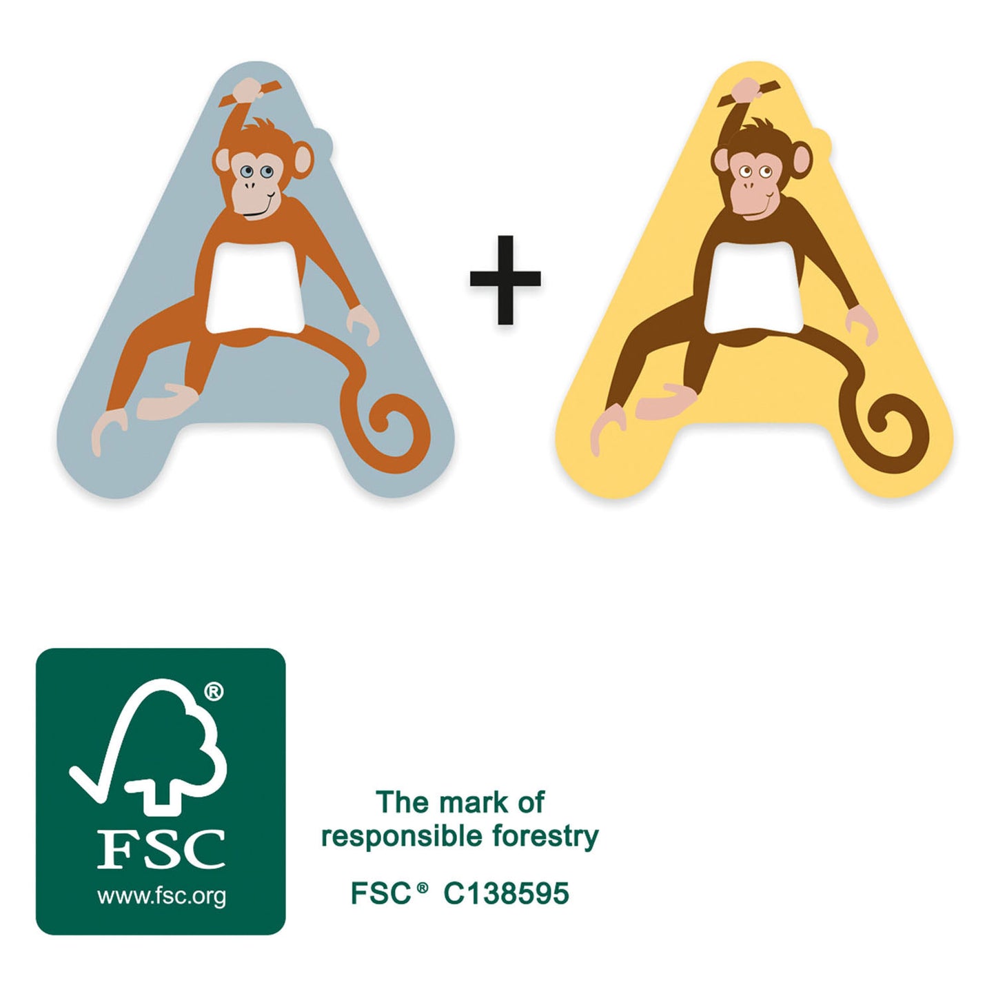 Small Foot - houten dieren kinderletter - a