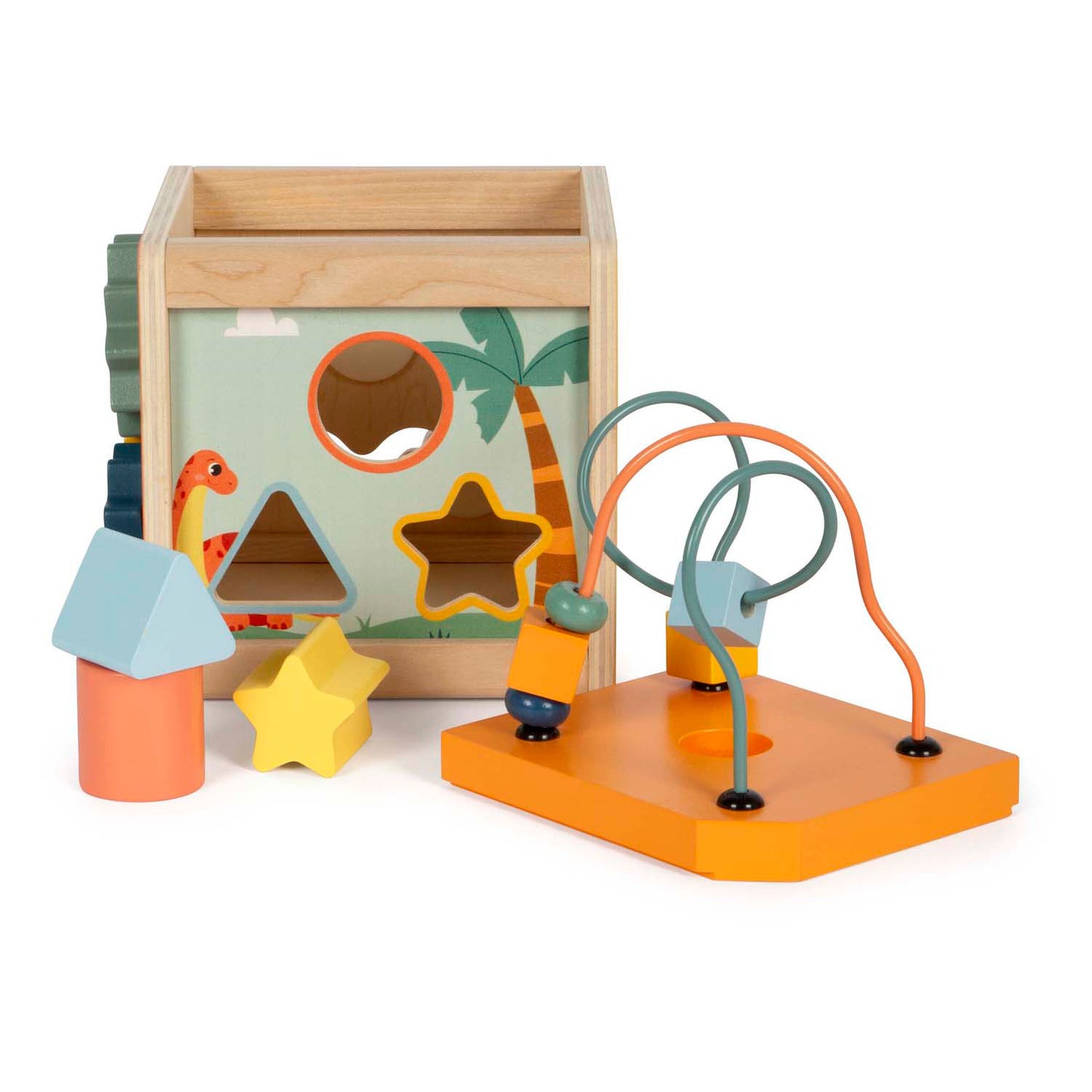 Small Foot - houten activiteitenkubus motoriekspiraal dino