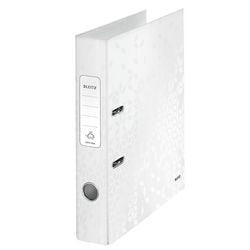 Ordner Leitz Wow 180° karton 80g m2 A4 5cm parelwit grijpgat rugetiket