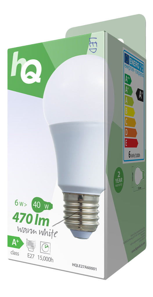 HQ le27a60001 led-lamp a60 e27 6,5 w 470 lm 2 700 k