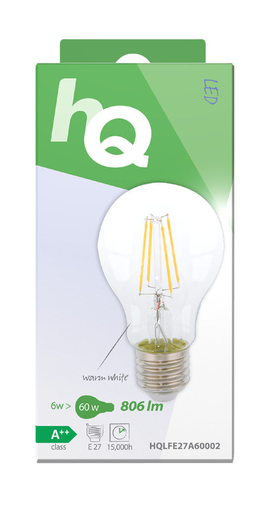 HQ lfe27a60002 led retro filament lamp e27 a60 6 w 806 lm 2700 k